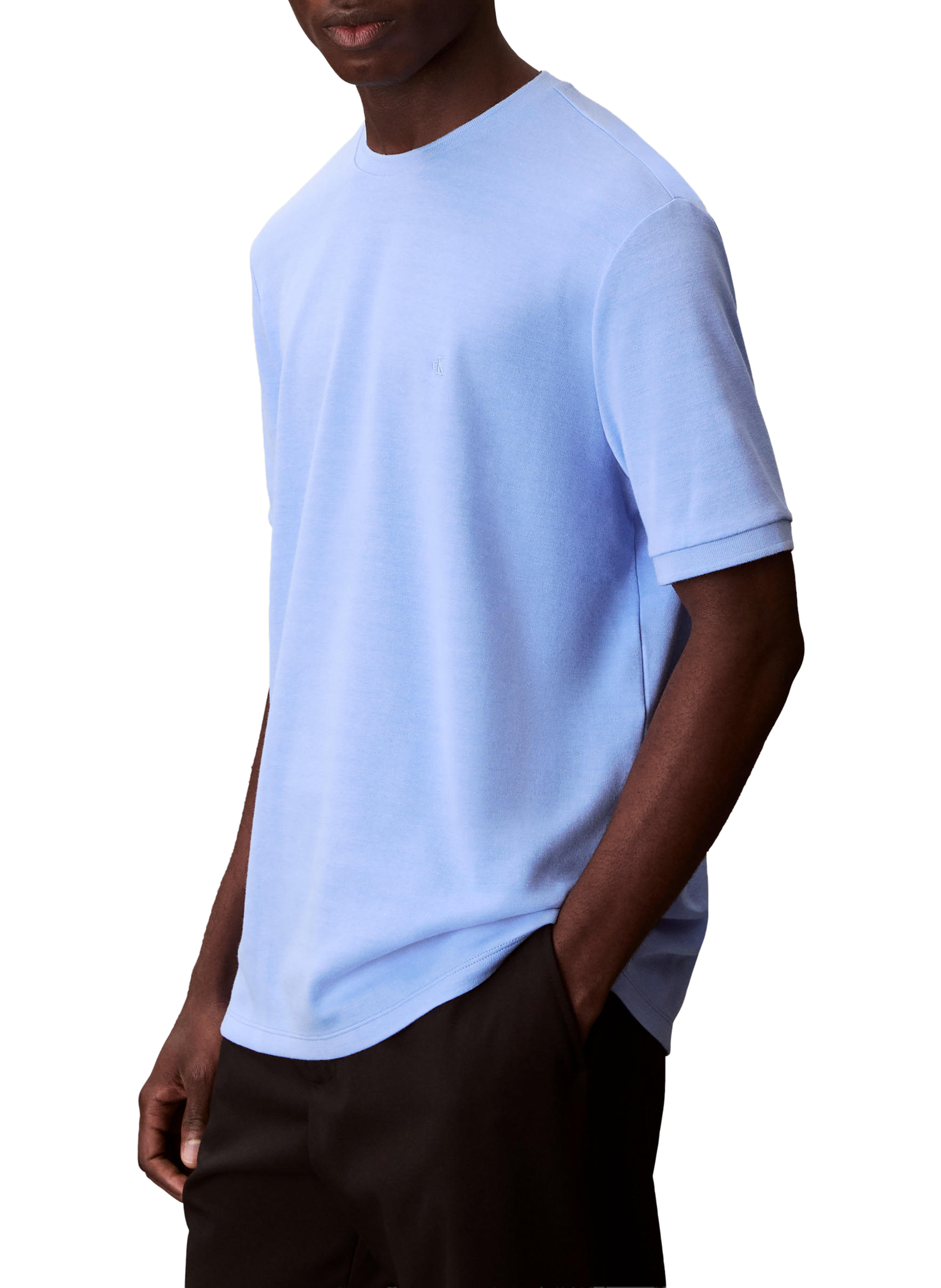 T-shirt manches courtes en coton mélangé CALVIN KLEIN Bleu