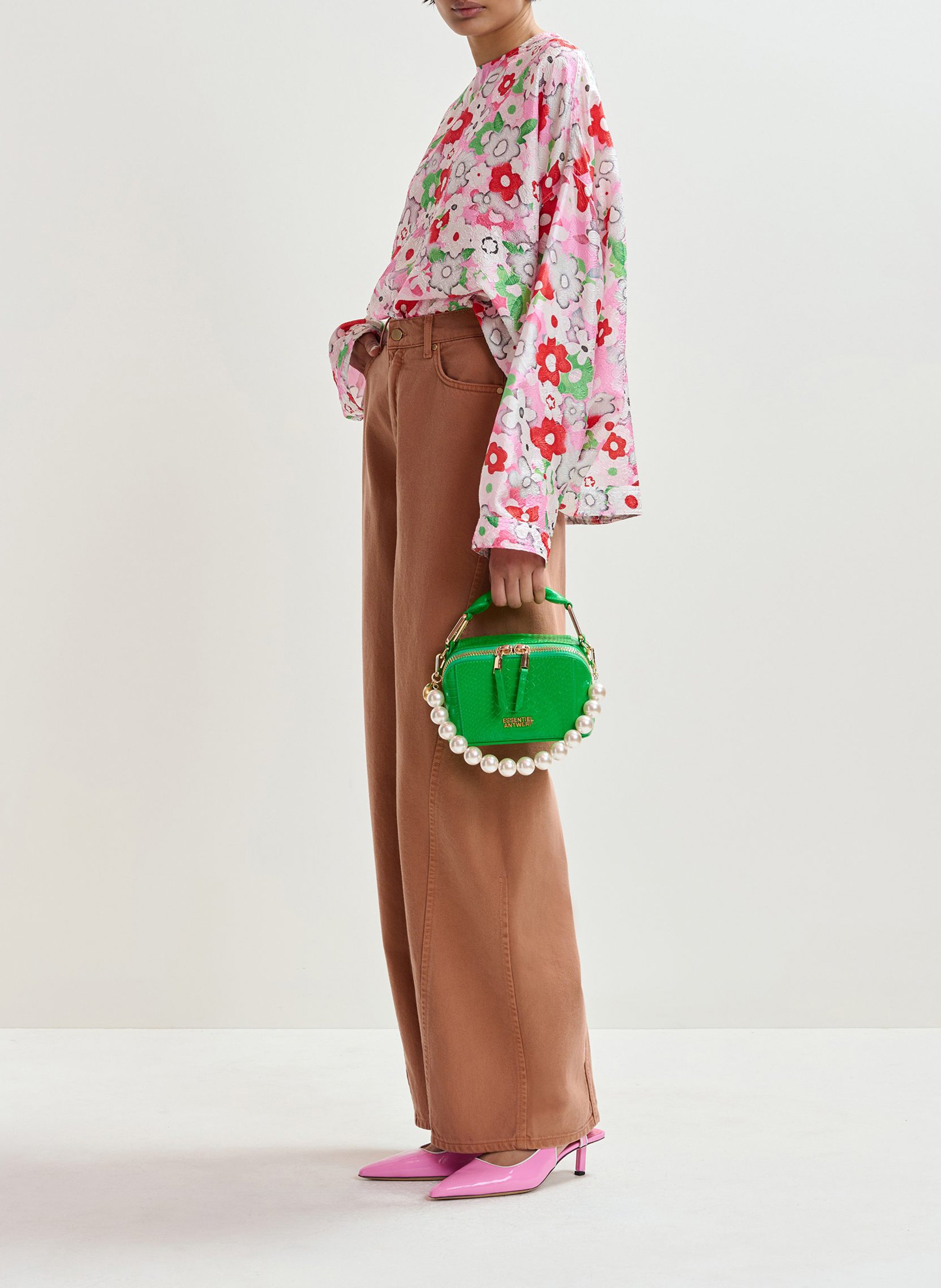 Sac bandoulière en cuir embossé croco jussi ESSENTIEL ANTWERP Vert