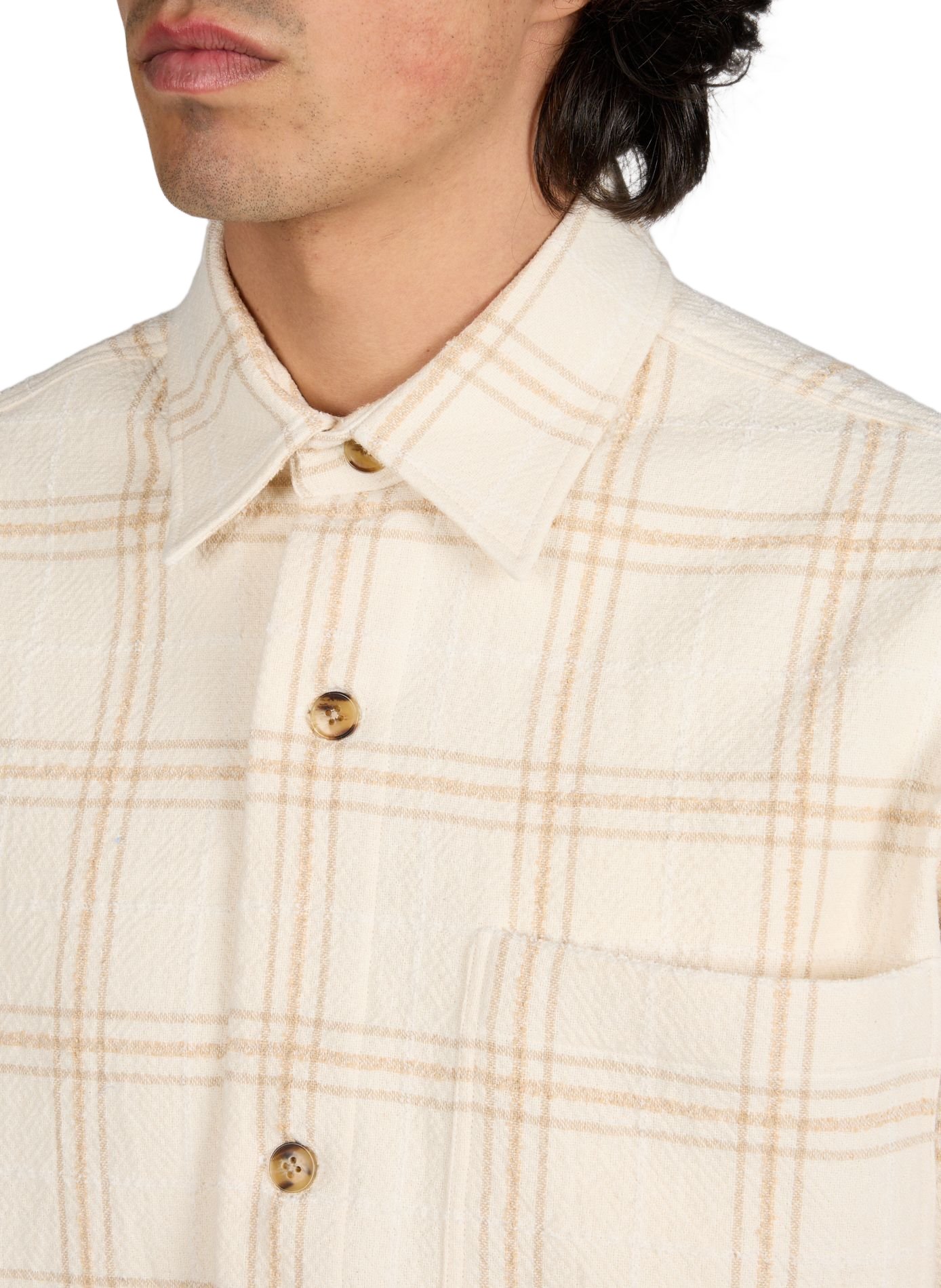 Adwin checkered shirt in blended cotton NN.07 Beige