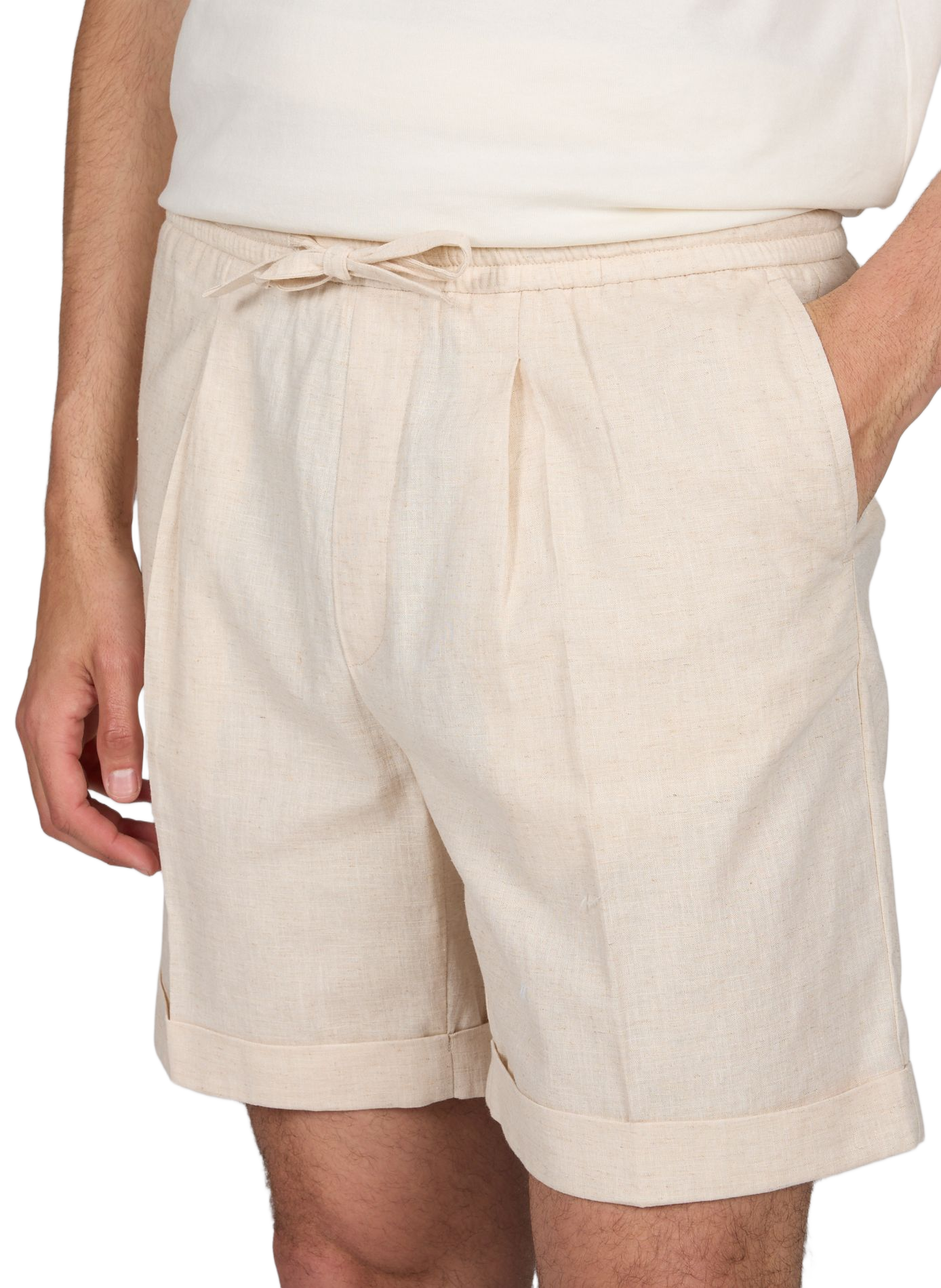 Short droit en lin AURELIEN Beige