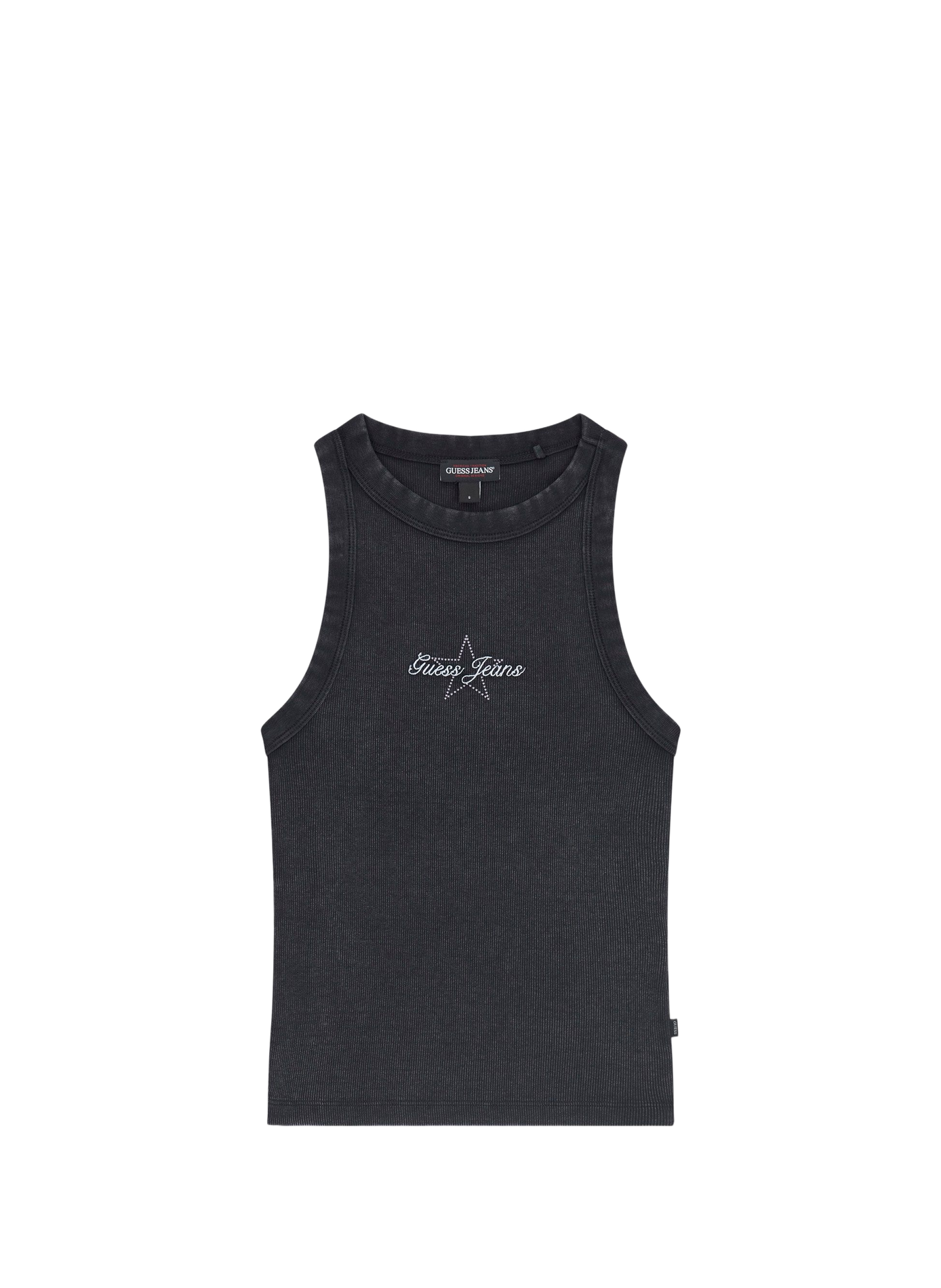 Ribbed tank top with embroidered logo in blended cotton GUESS Black