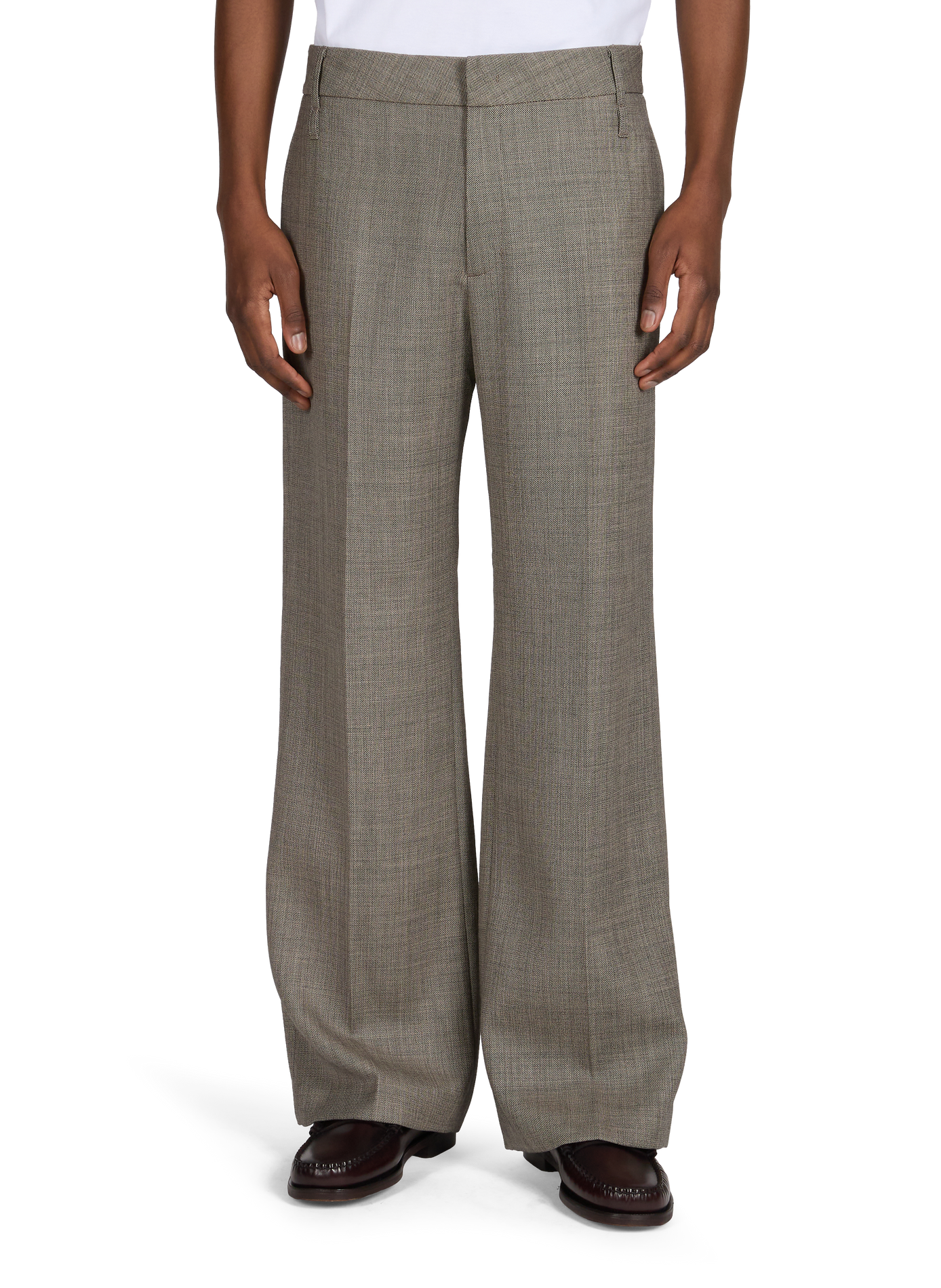 Straight wool trousers with herringbone pattern AMOMENTO Beige