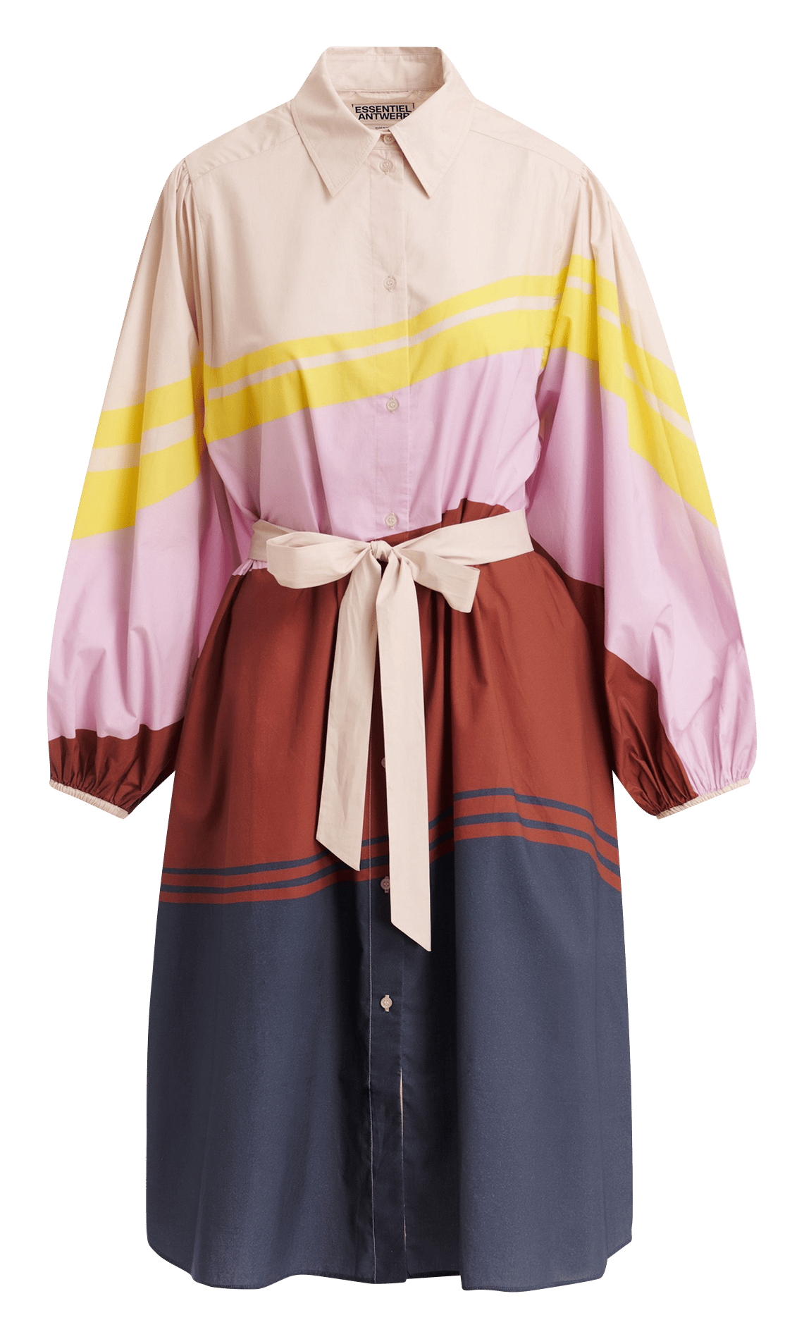 Robe midi col classique en coton jerulo ESSENTIEL ANTWERP Multicolore