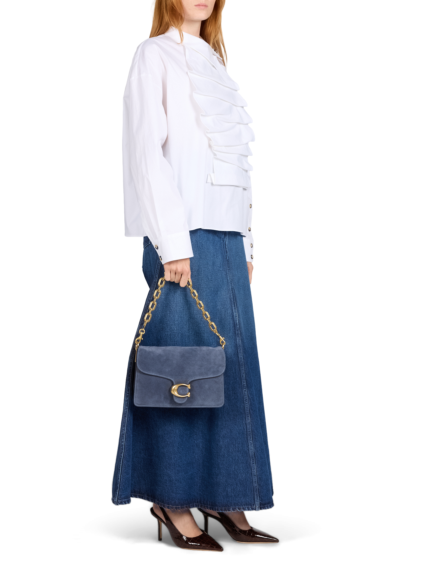 Suede shoulder bag COACH Blue
