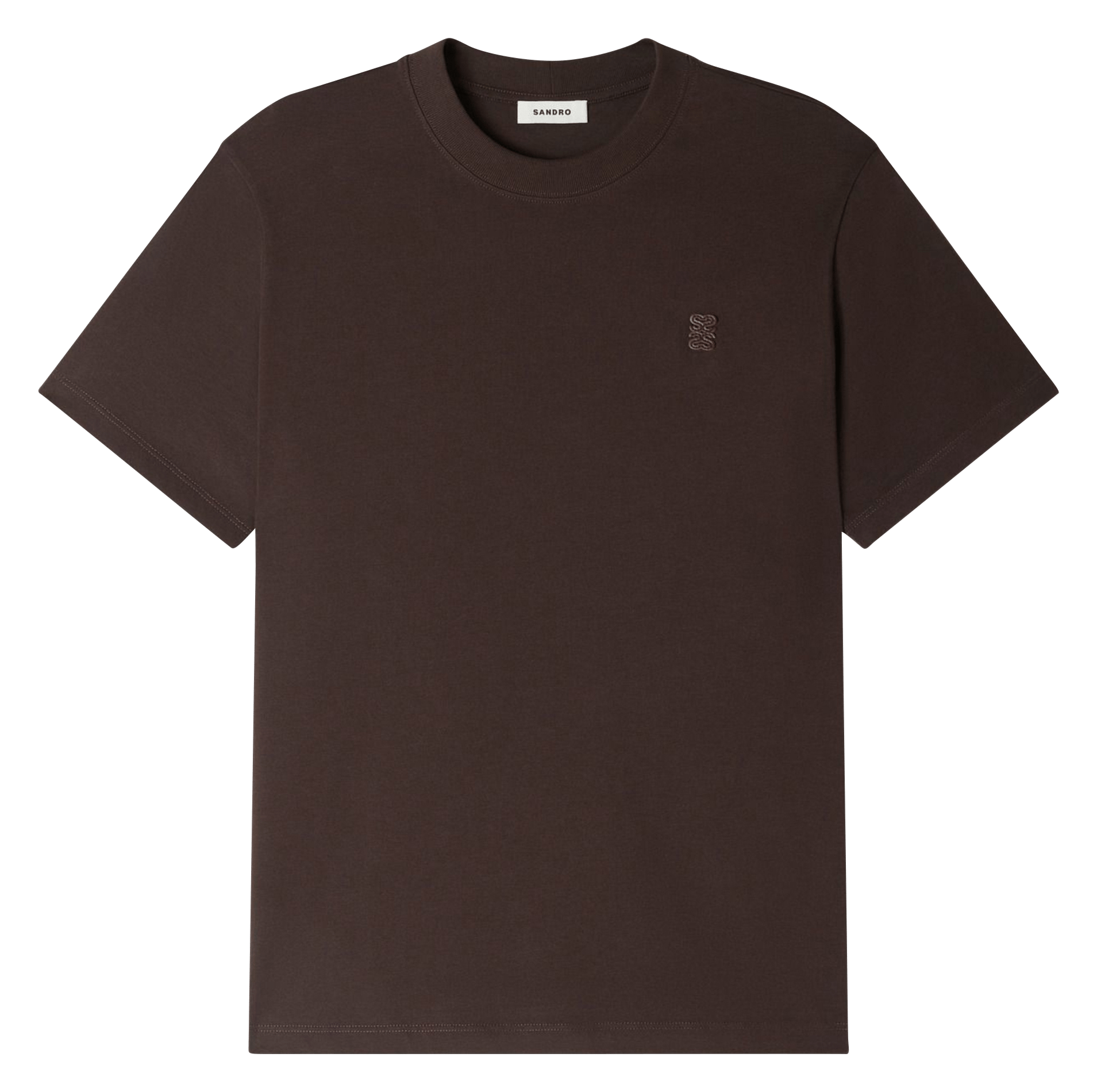 Tee-shirt droit col rond en coton SANDRO Marron