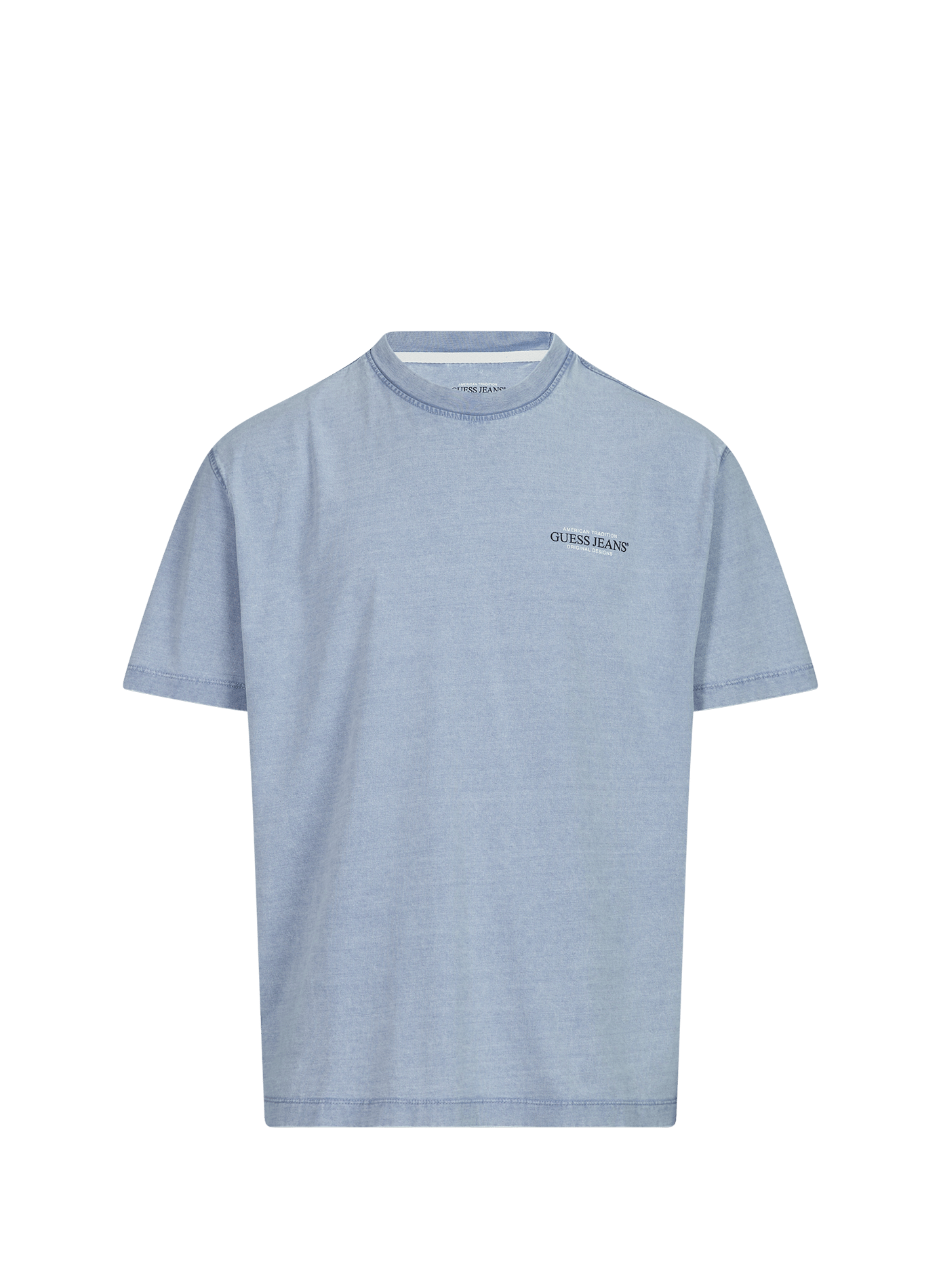 T-shirt délavé à logo en coton GUESS Blau