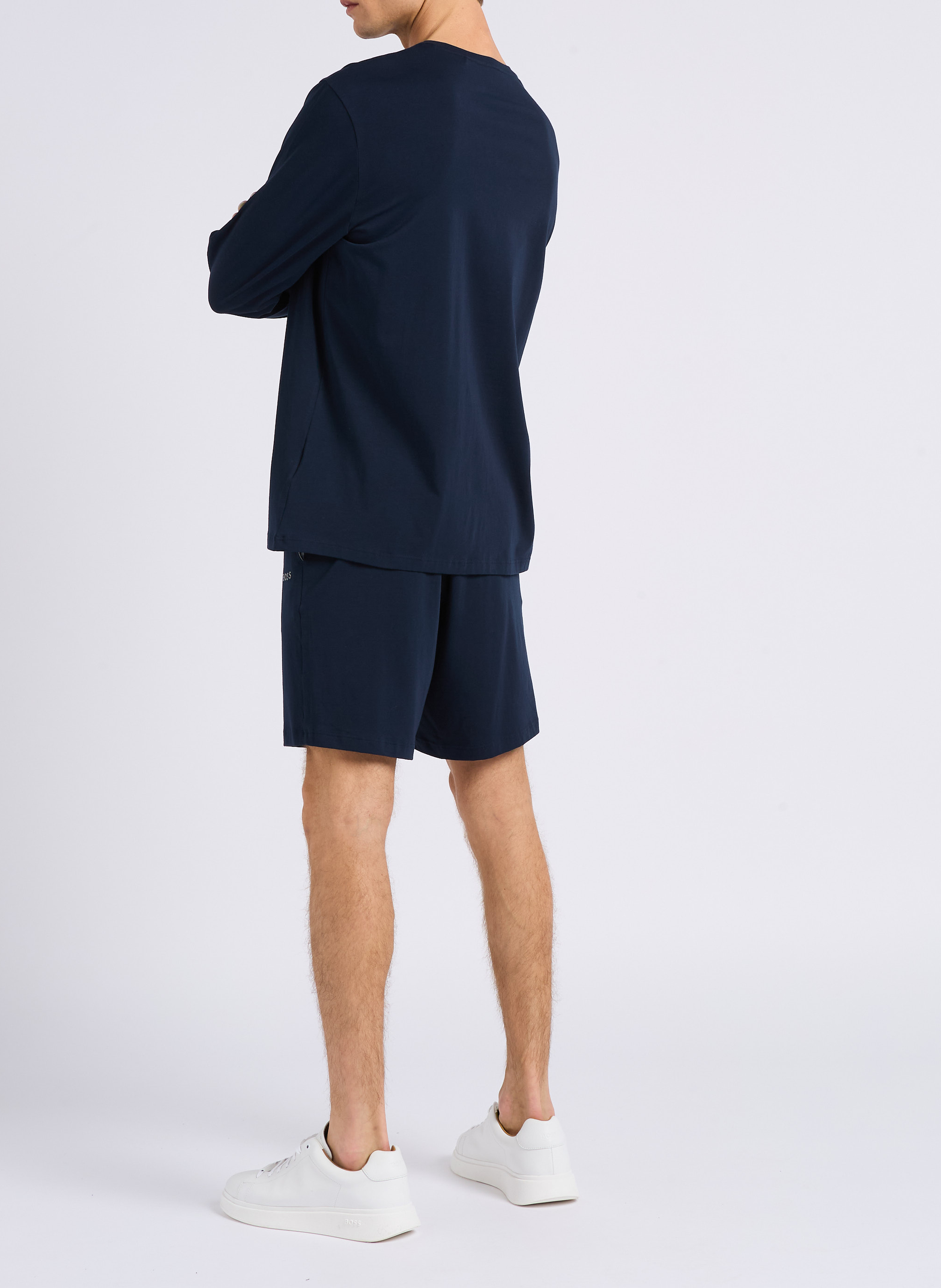 Short de pyjama en coton mélangé BOSS Bleu