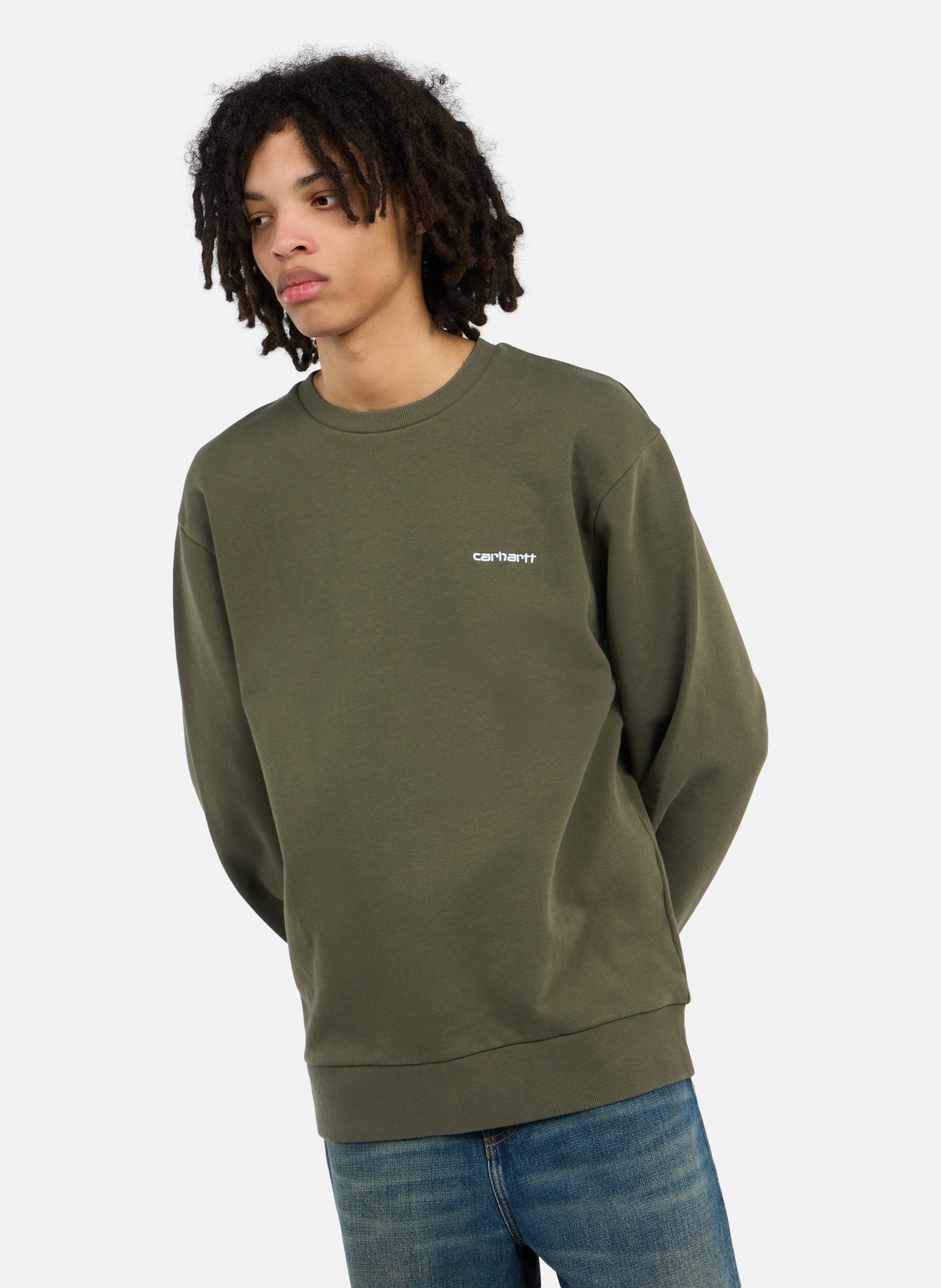 Sweatshirt script embroidery sweat CARHARTT WIP Kaki