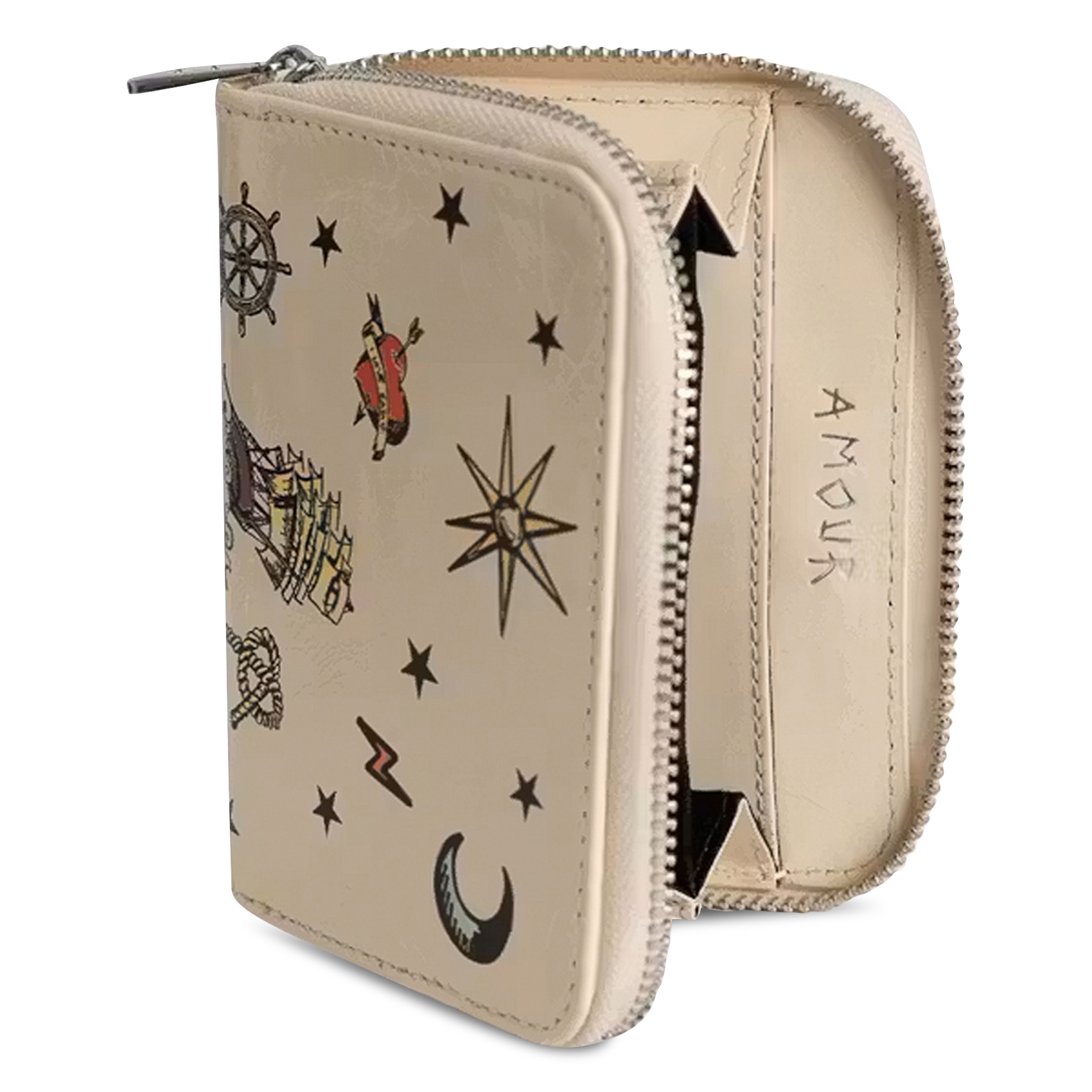 Porte-monnaie en cuir imprimé mini zv ZADIG&VOLTAIRE Blanc