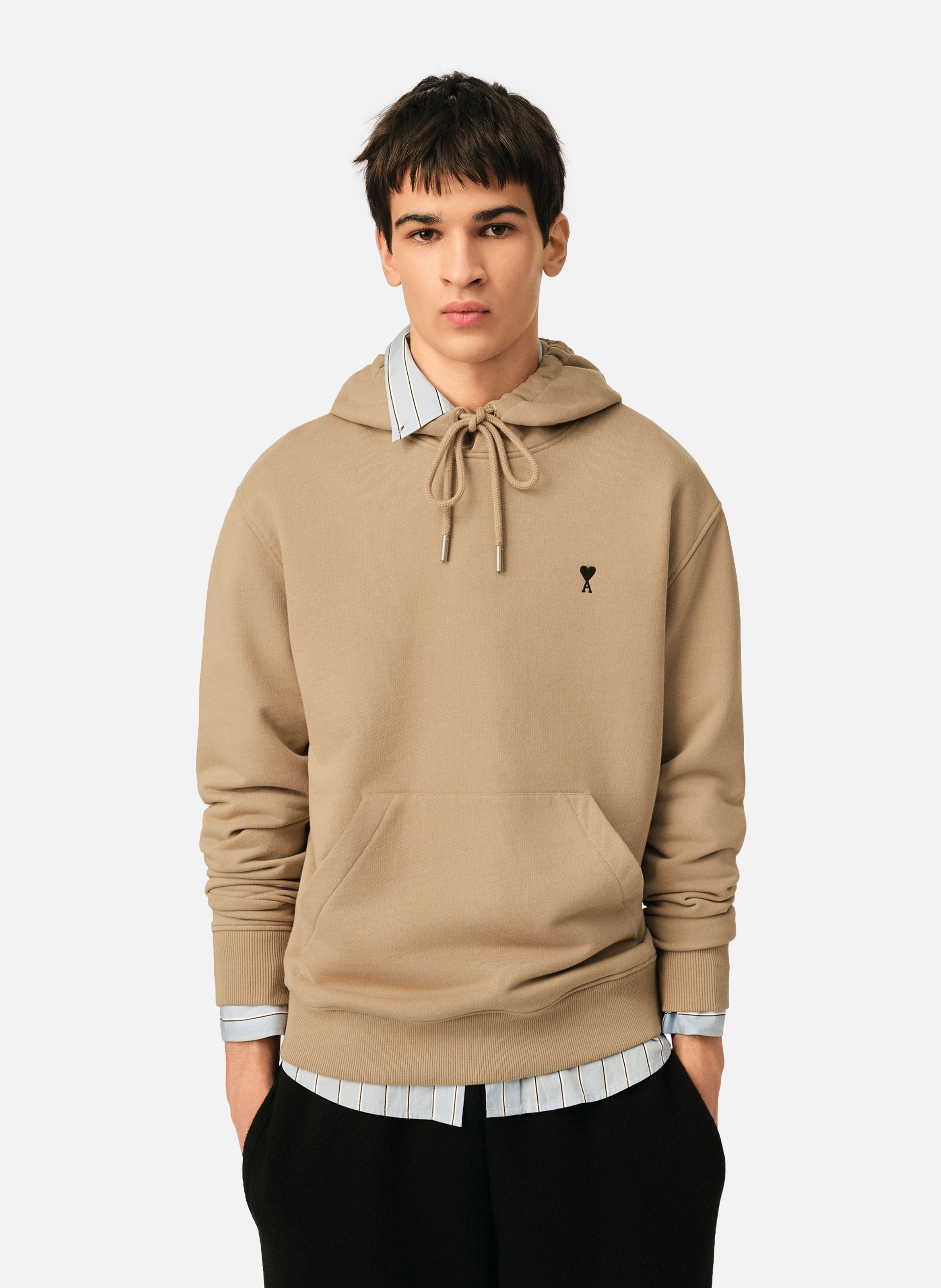 Hoodie en coton ami de coeur AMI PARIS Beige