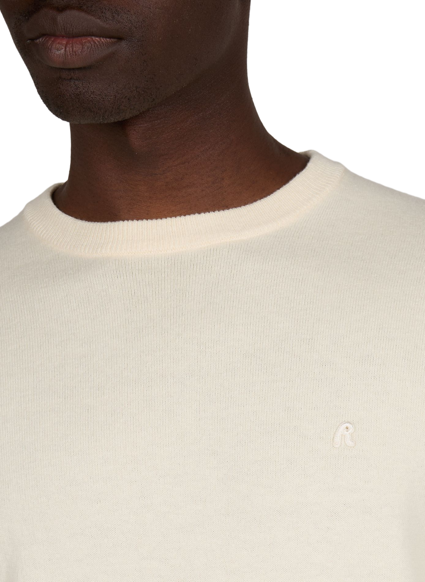 Straight fit round neck sweater in cotton and cashmere REPLAY Beige