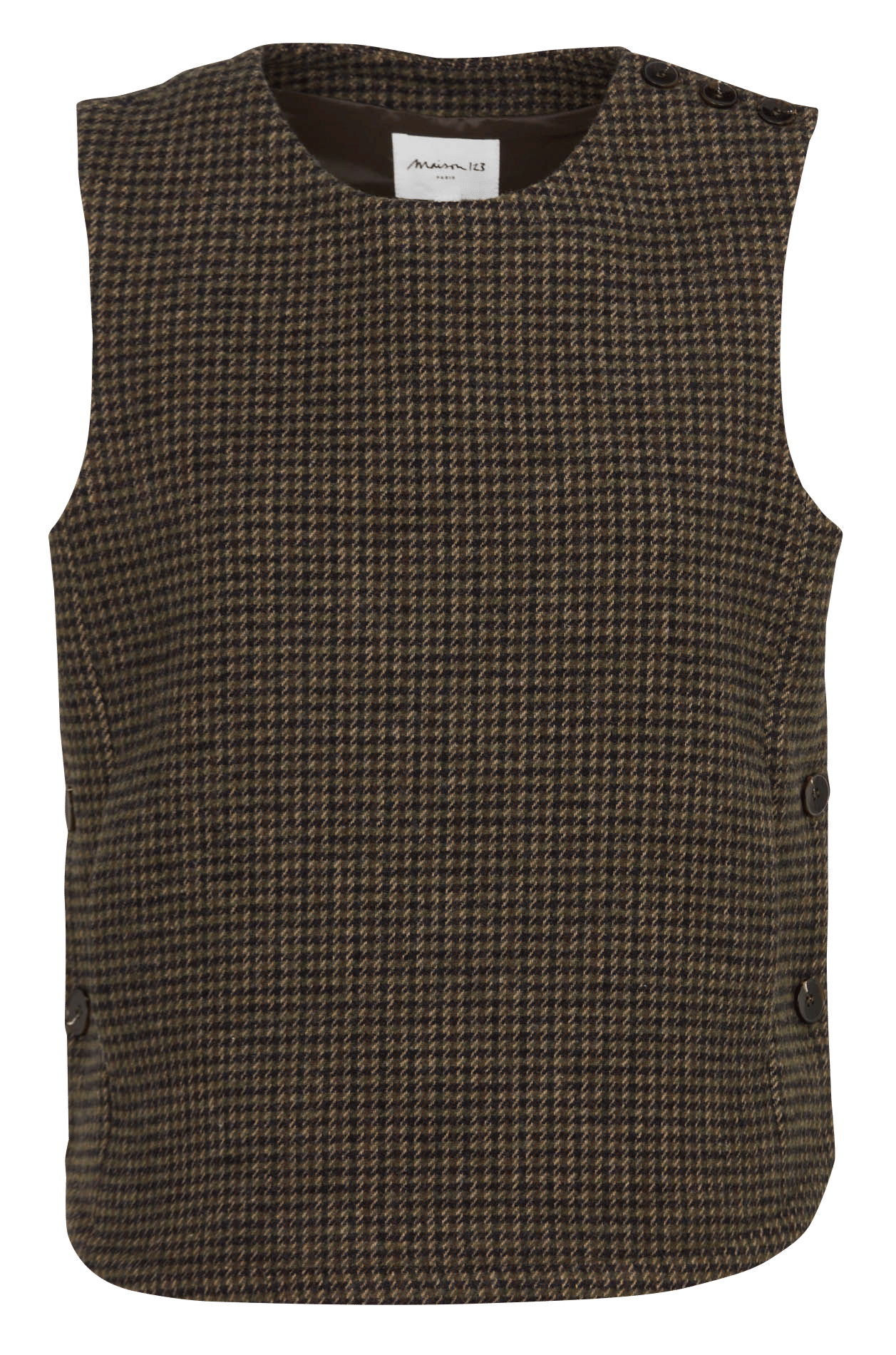 Top sans manches à motif pied-de-poule marine MAISON 123 Kaki