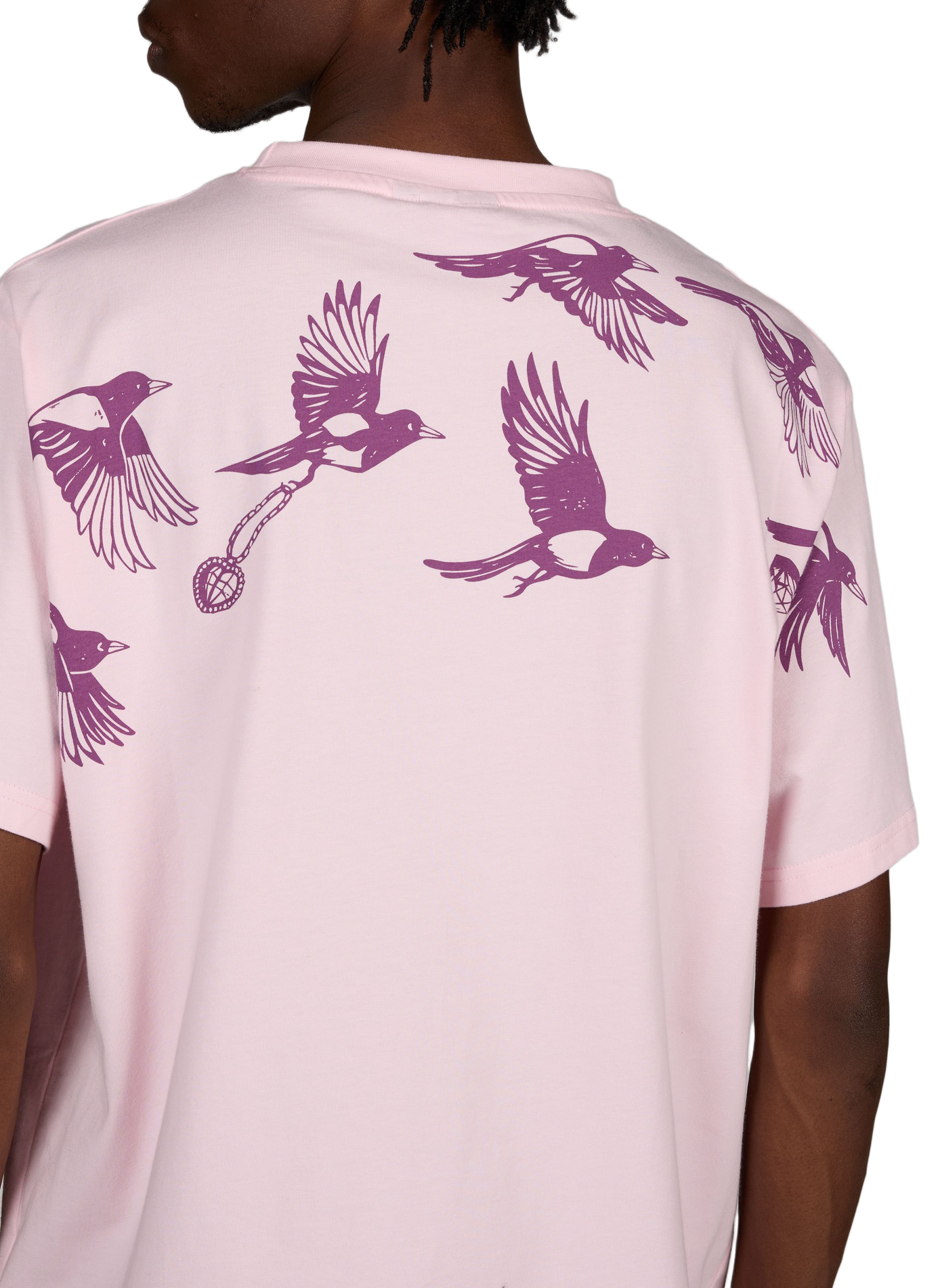 T-shirt col rond uni sérigraphié JACKER. Rose