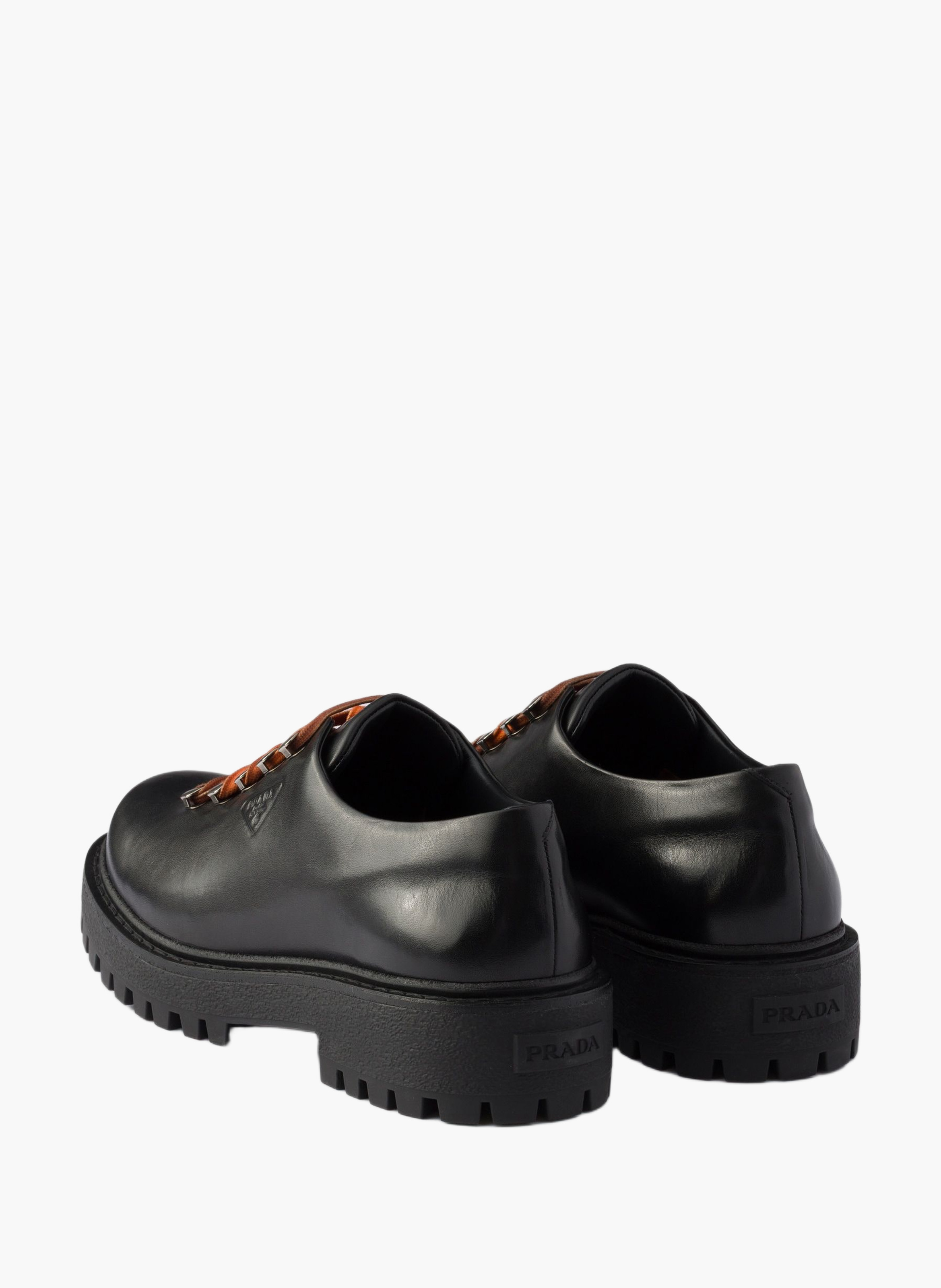 Chaussures à lacets en cuir vieilli PRADA Noir
