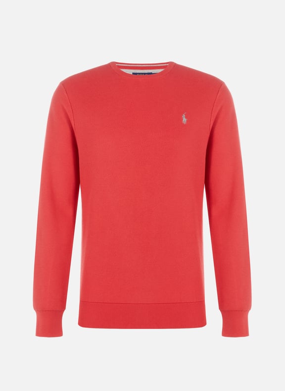 Straight cotton piqué knit jumper Red by POLO RALPH LAUREN POLO RALPH LAUREN Straight cotton piqué knit jumper Red