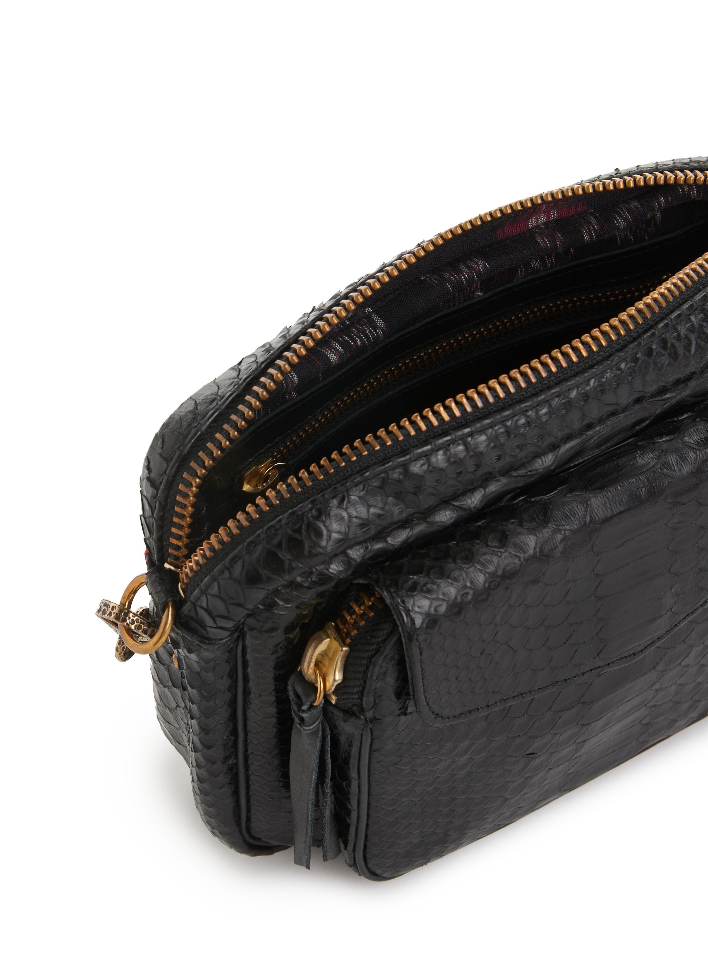 Sac à bandoulière Charly en cuir de python CLARIS VIROT Noir