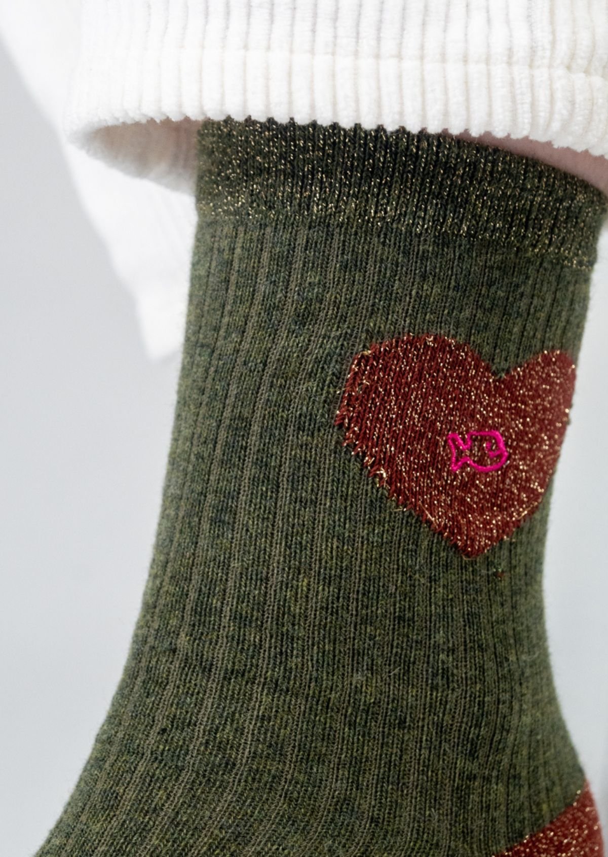 Chaussettes en coton peigné coeur BILLYBELT Vert