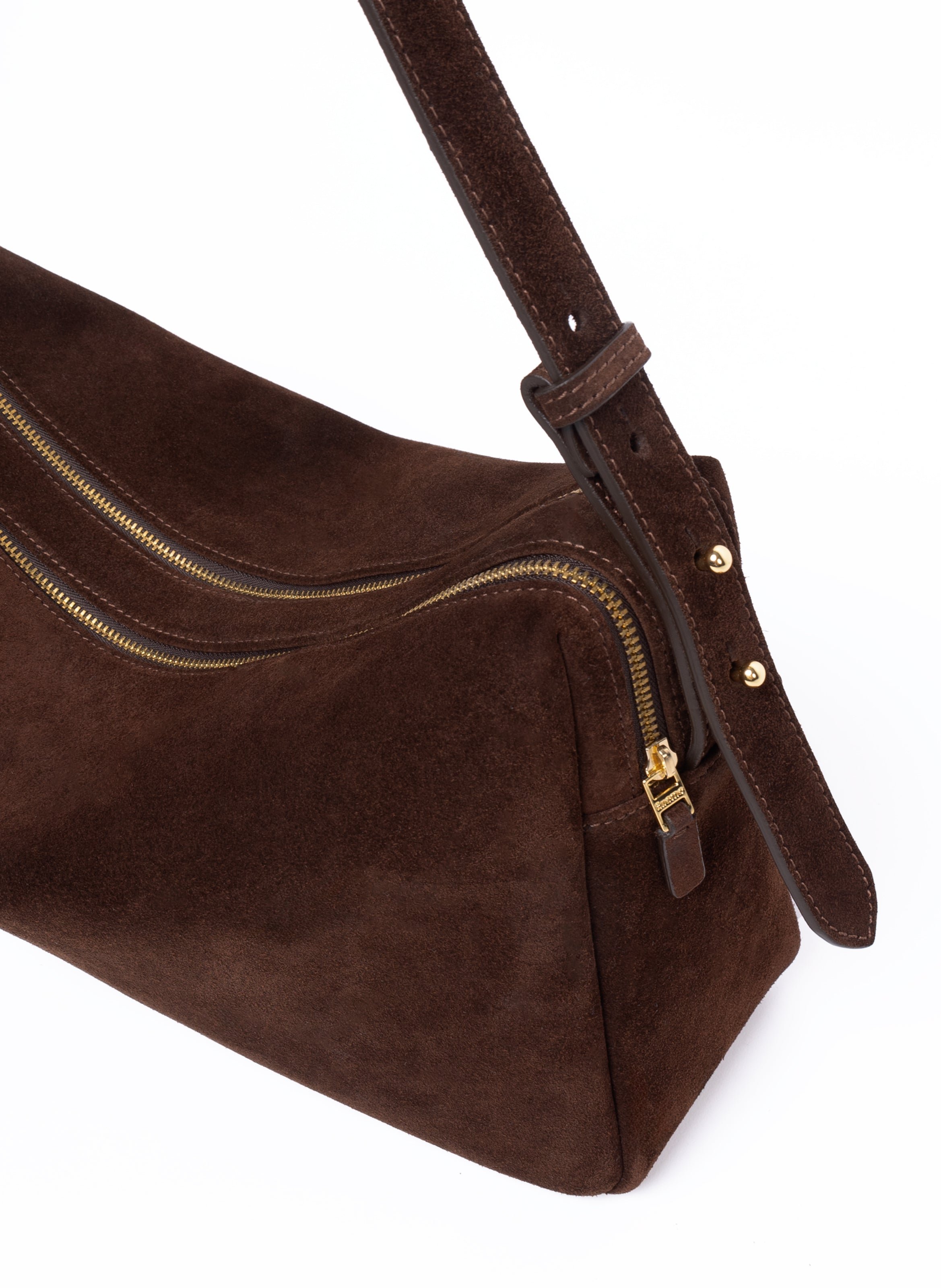 Sac trousse large en daim Marron