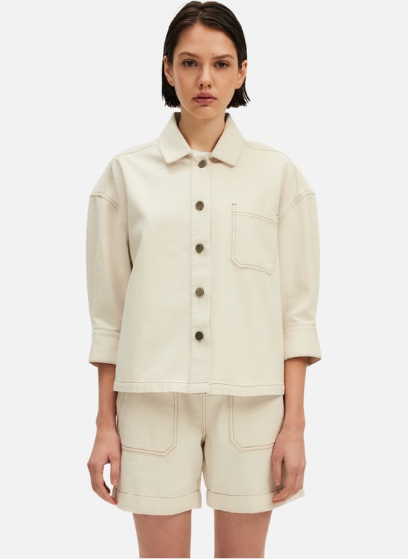 Surchemise en denim écru - reane Beige by PABLO PABLO Surchemise en denim écru - reane Beige