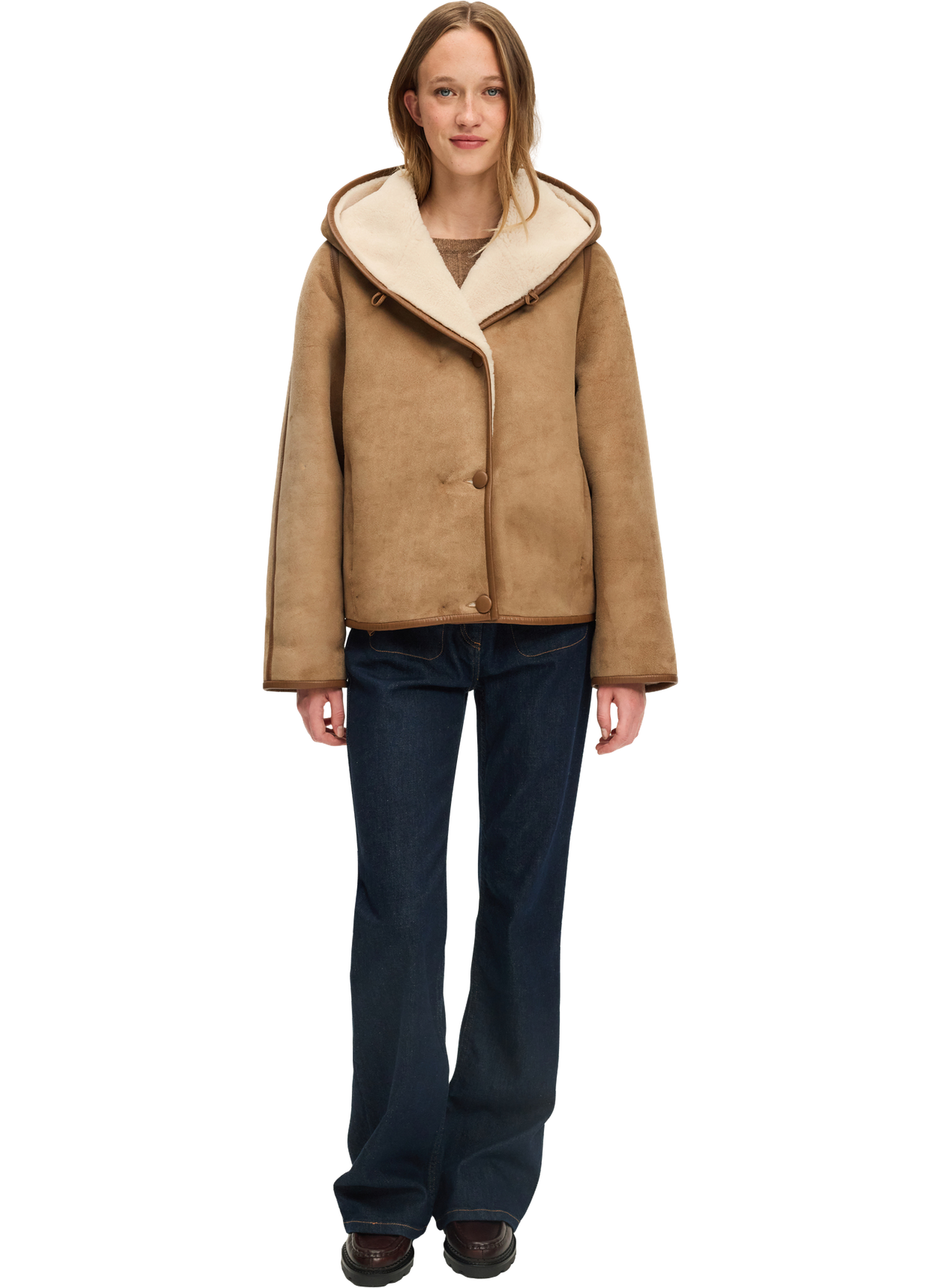 Peau lainée réversible à capuche - mira PABLO Beige