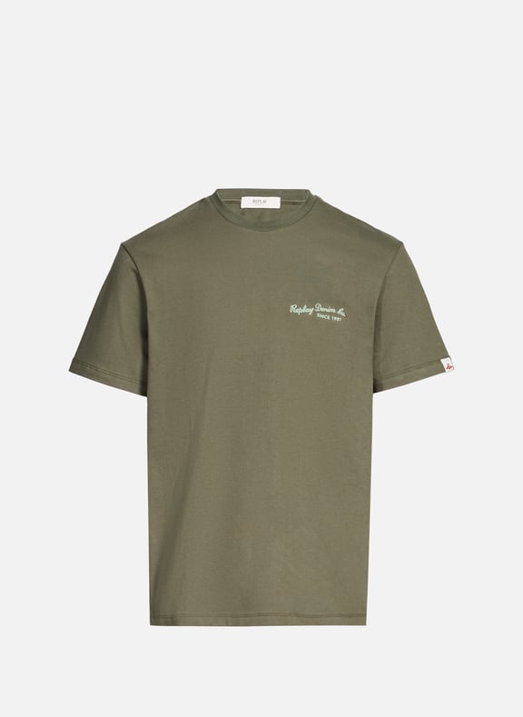 Classic Cotton T-Shirt Green by REPLAY REPLAY Classic Cotton T-Shirt Green