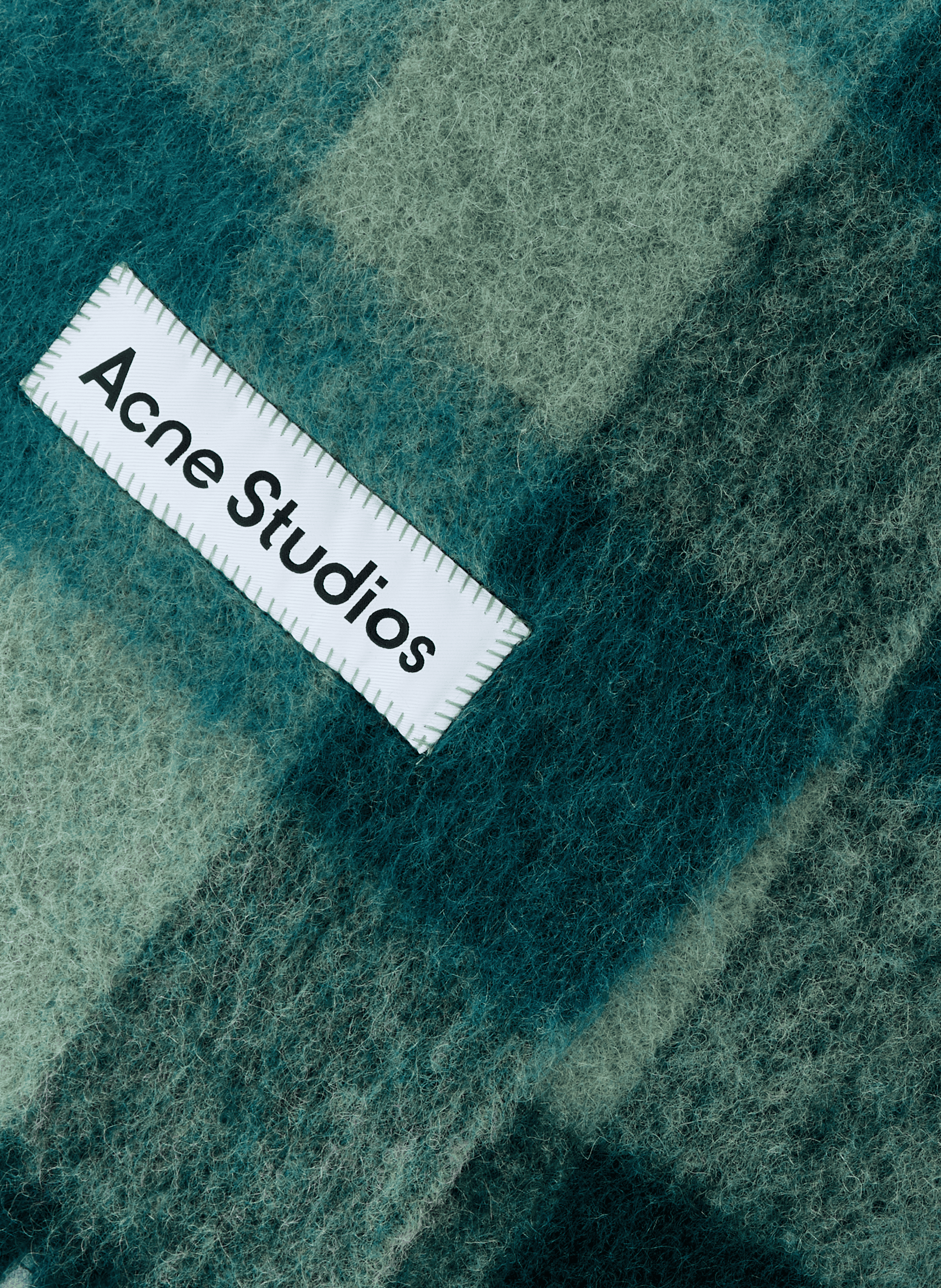 Echarpe Large Check en alpaga, laine et mohair mélangés ACNE STUDIOS Bleu