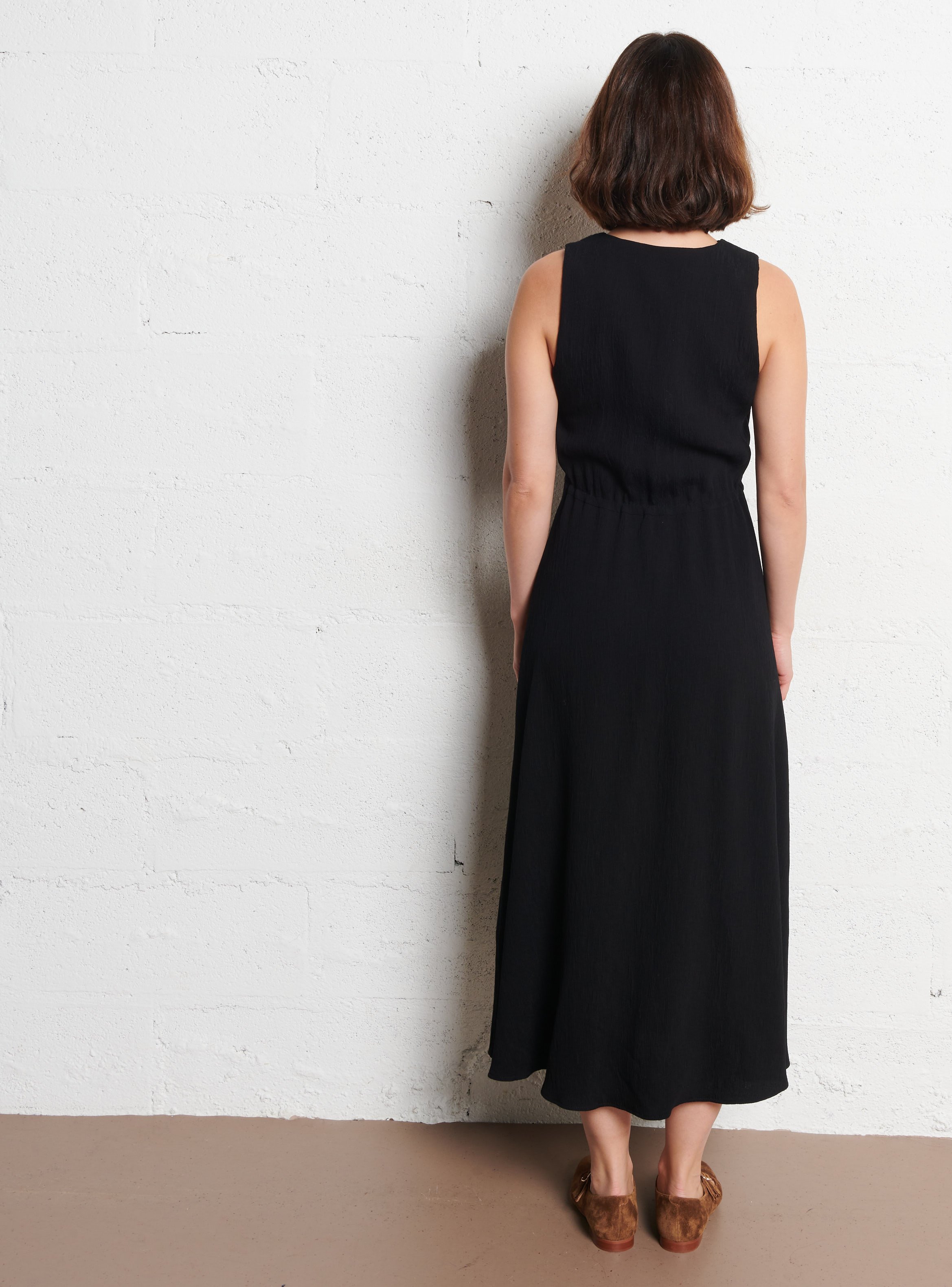 Robe midi col v riviana MAISON 123 Noir