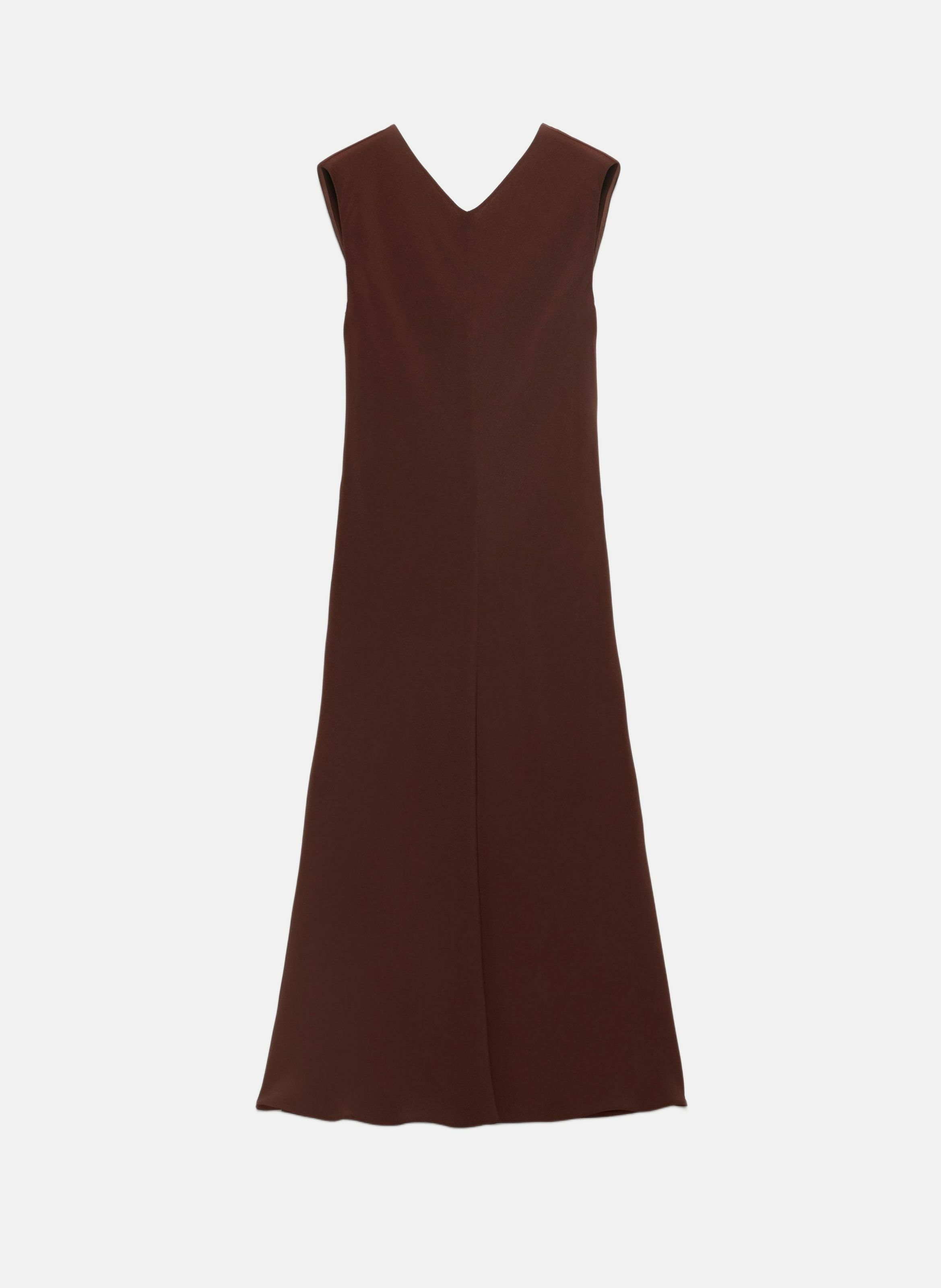 Robe mi-longue en crêpe-satin PRADA Marron