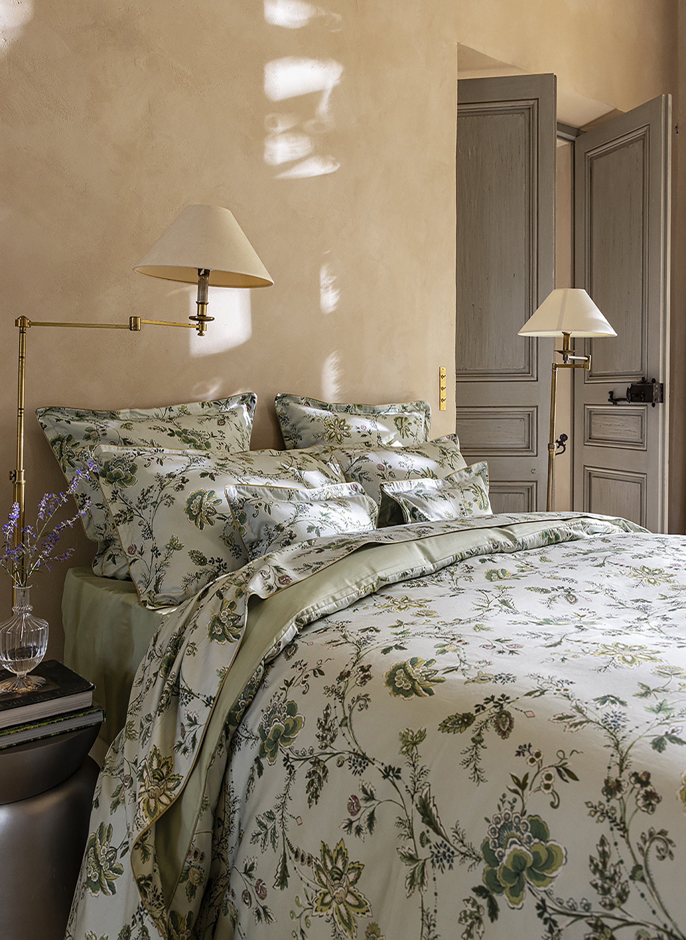 Housse de couette imprimée en satin de coton bio, maussane ALEXANDRE TURPAULT Vert