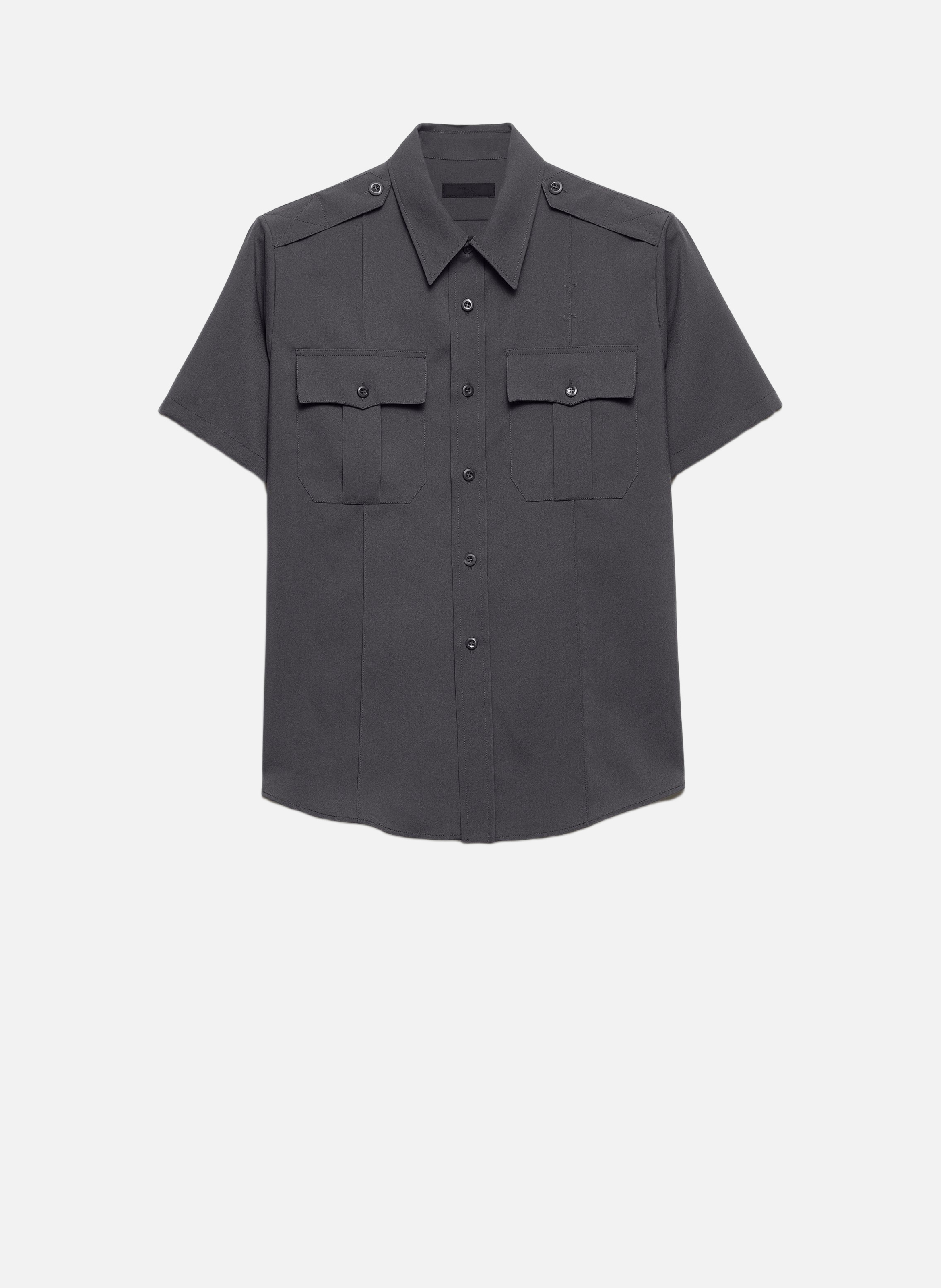 Chemise à manches courtes en tissu technique PRADA Gris