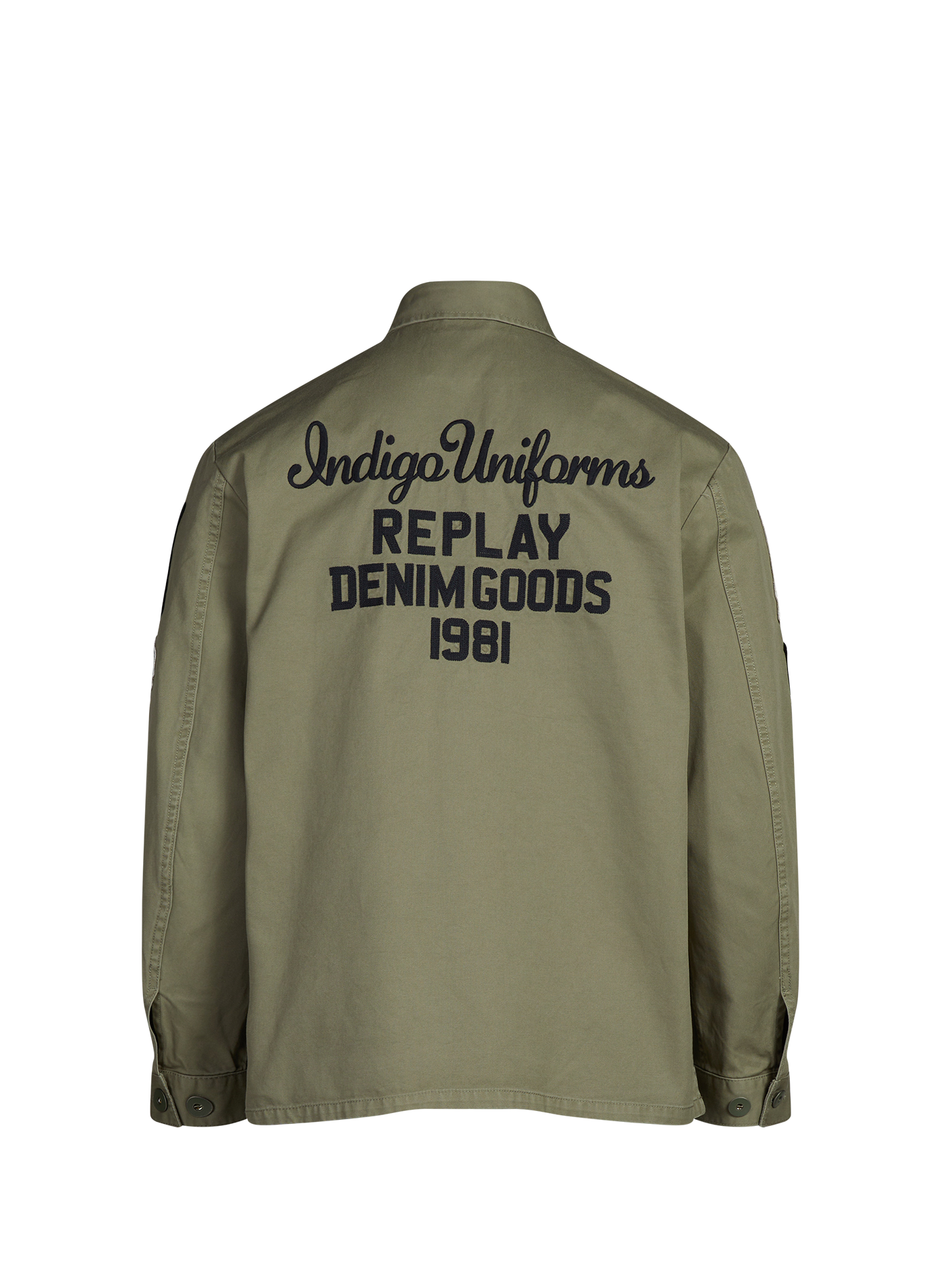 Straight jacket with classic cotton collar REPLAY Green