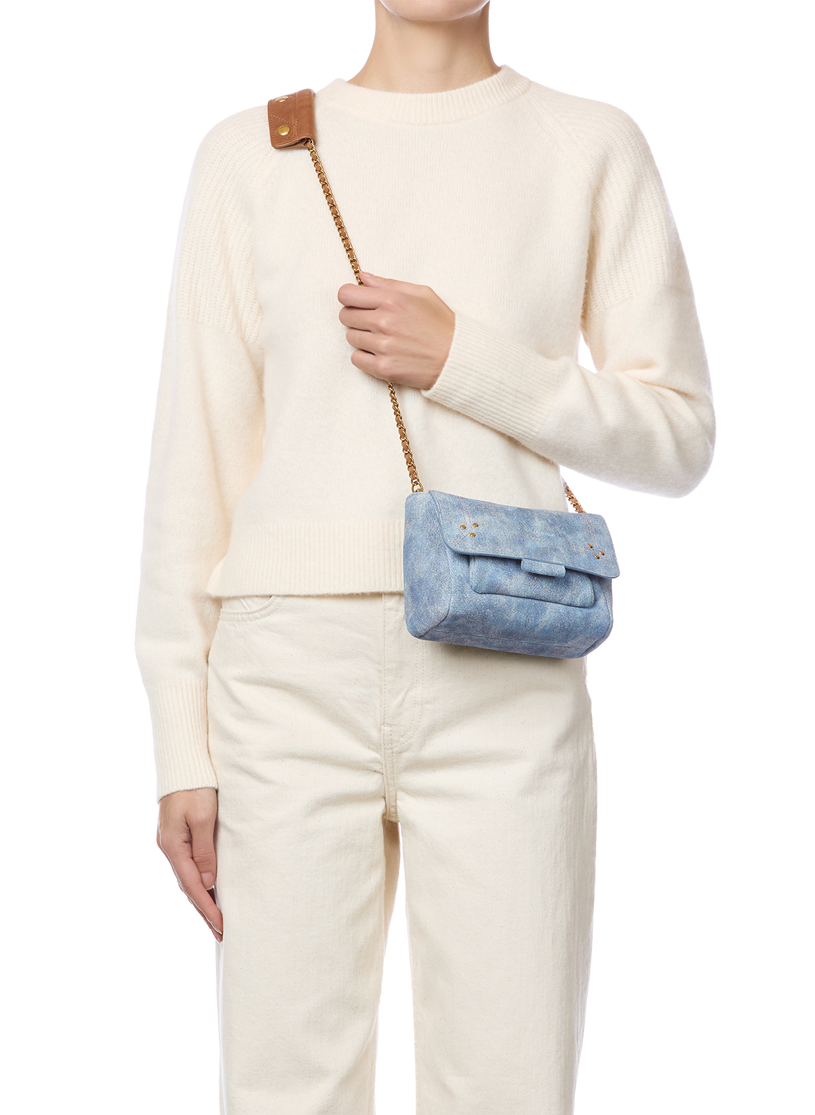 Crossbody bag Lulu S in calf leather and goat leather JÉRÔME DREYFUSS Blue