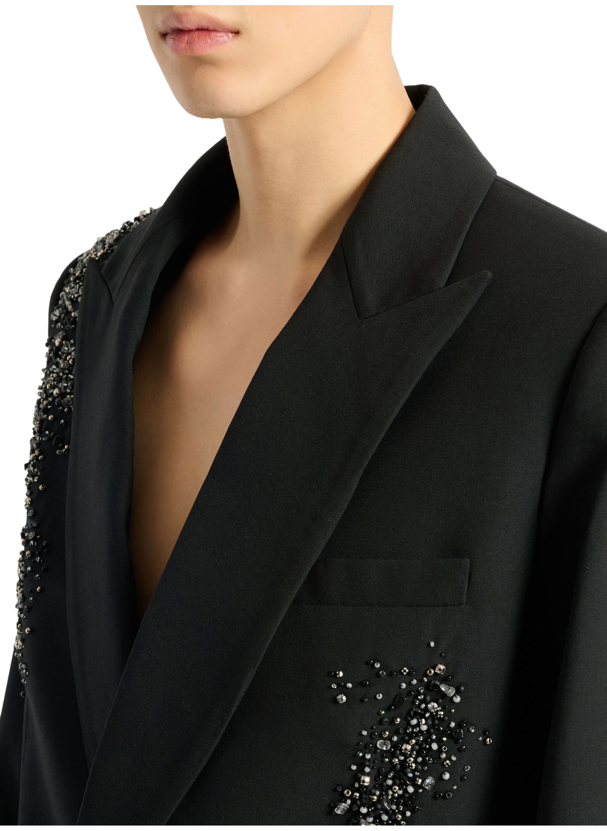 Blazer en laine brodée « sand effect amethyst » BALMAIN Noir