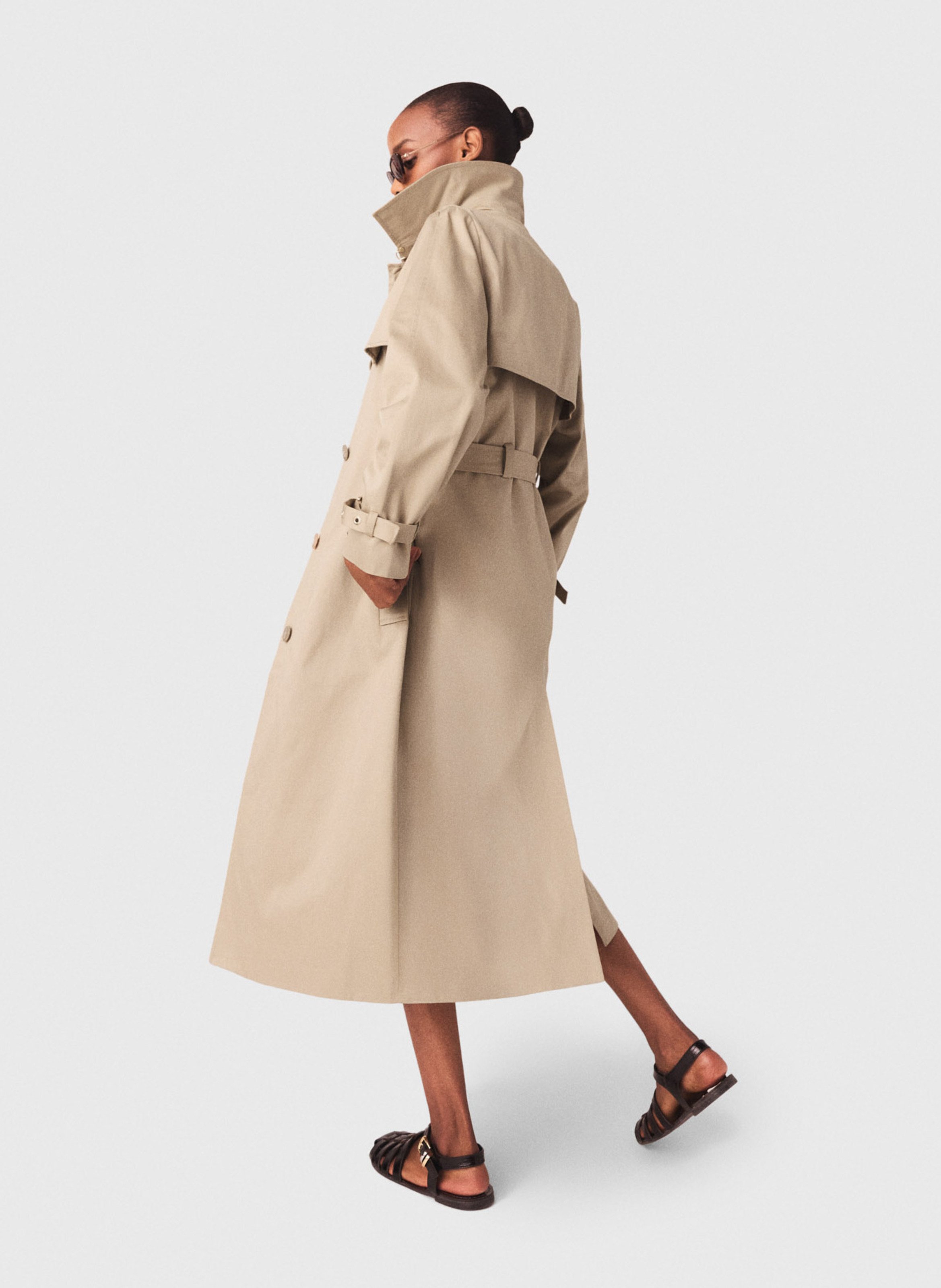 Trench ceinturé en coton MAJE Beige