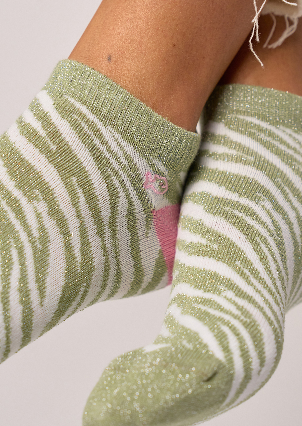 Socquettes en coton peigné zèbre BILLYBELT Vert