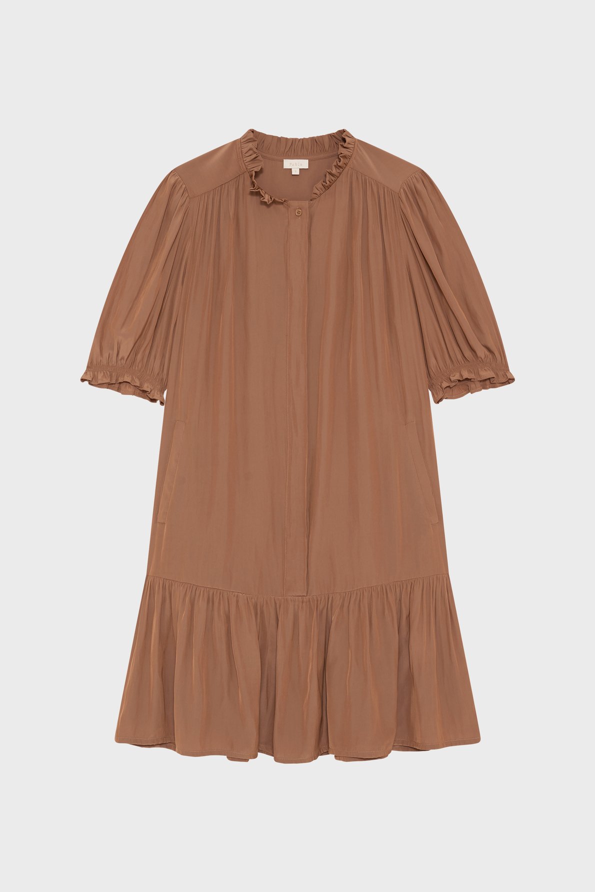 Robe droite et courte à volants - amalia PABLO Marron