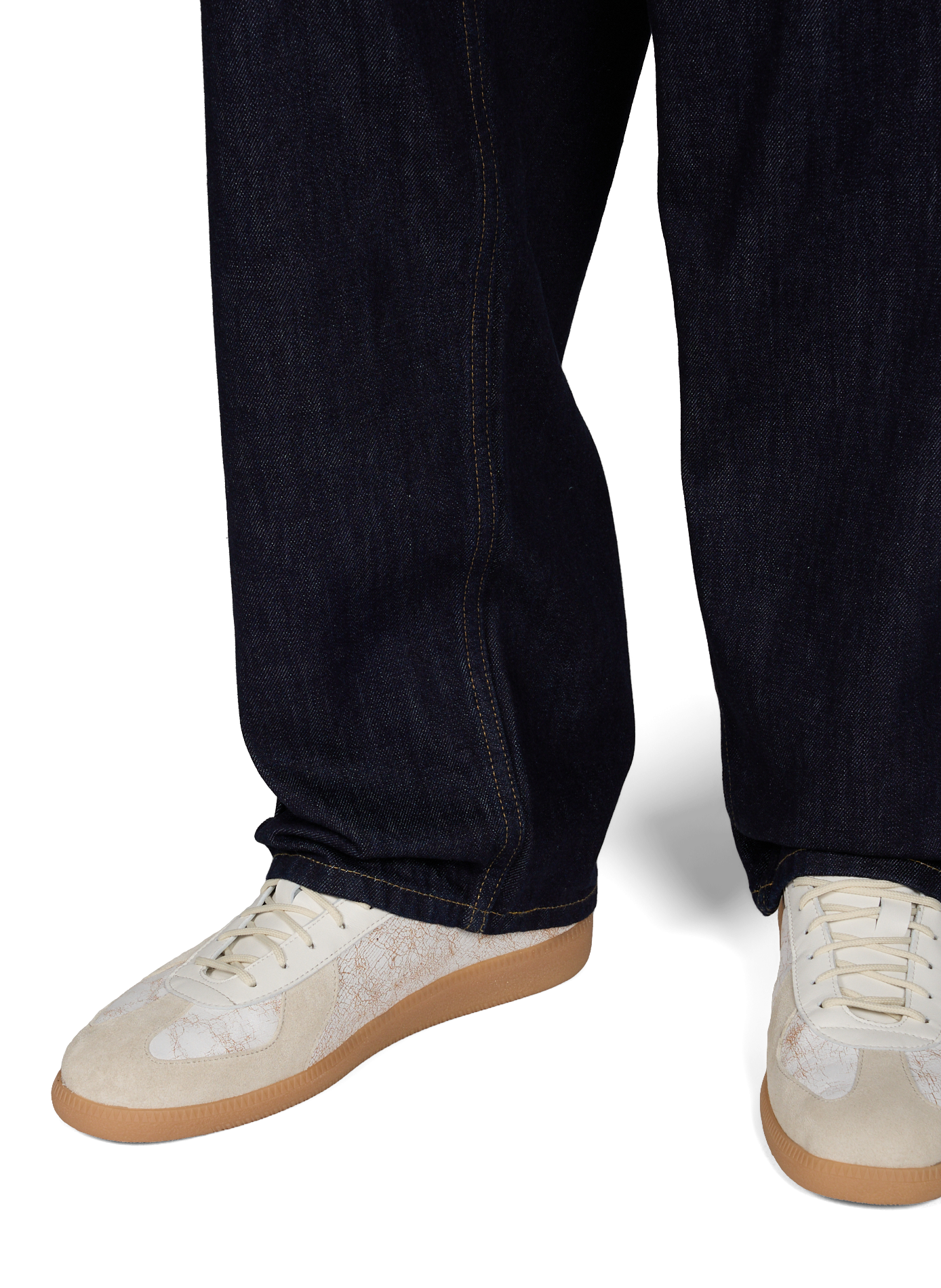 Mixed leather sneakers RUN OF White