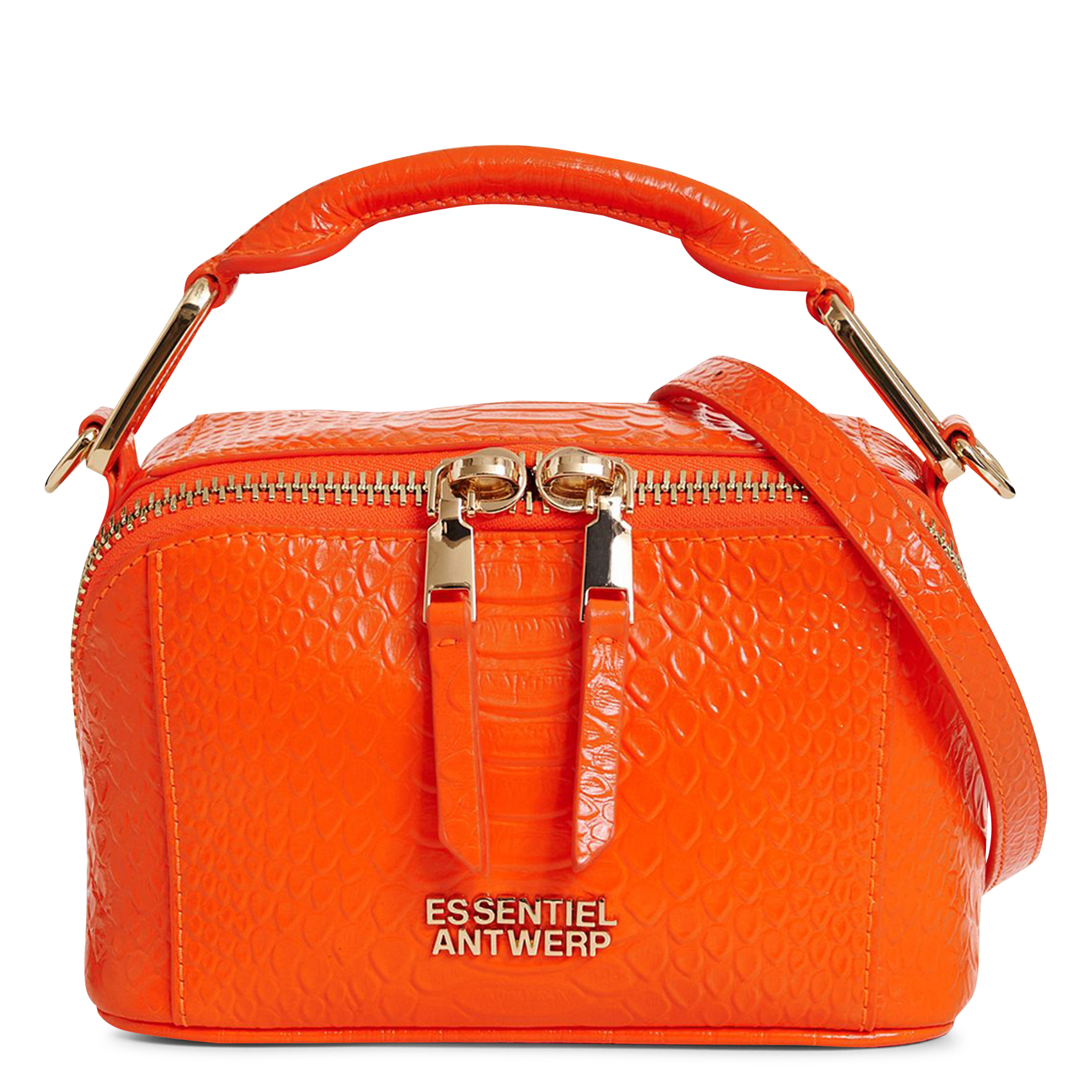 Sac bandoulière en cuir embossé croco jussi ESSENTIEL ANTWERP Orange