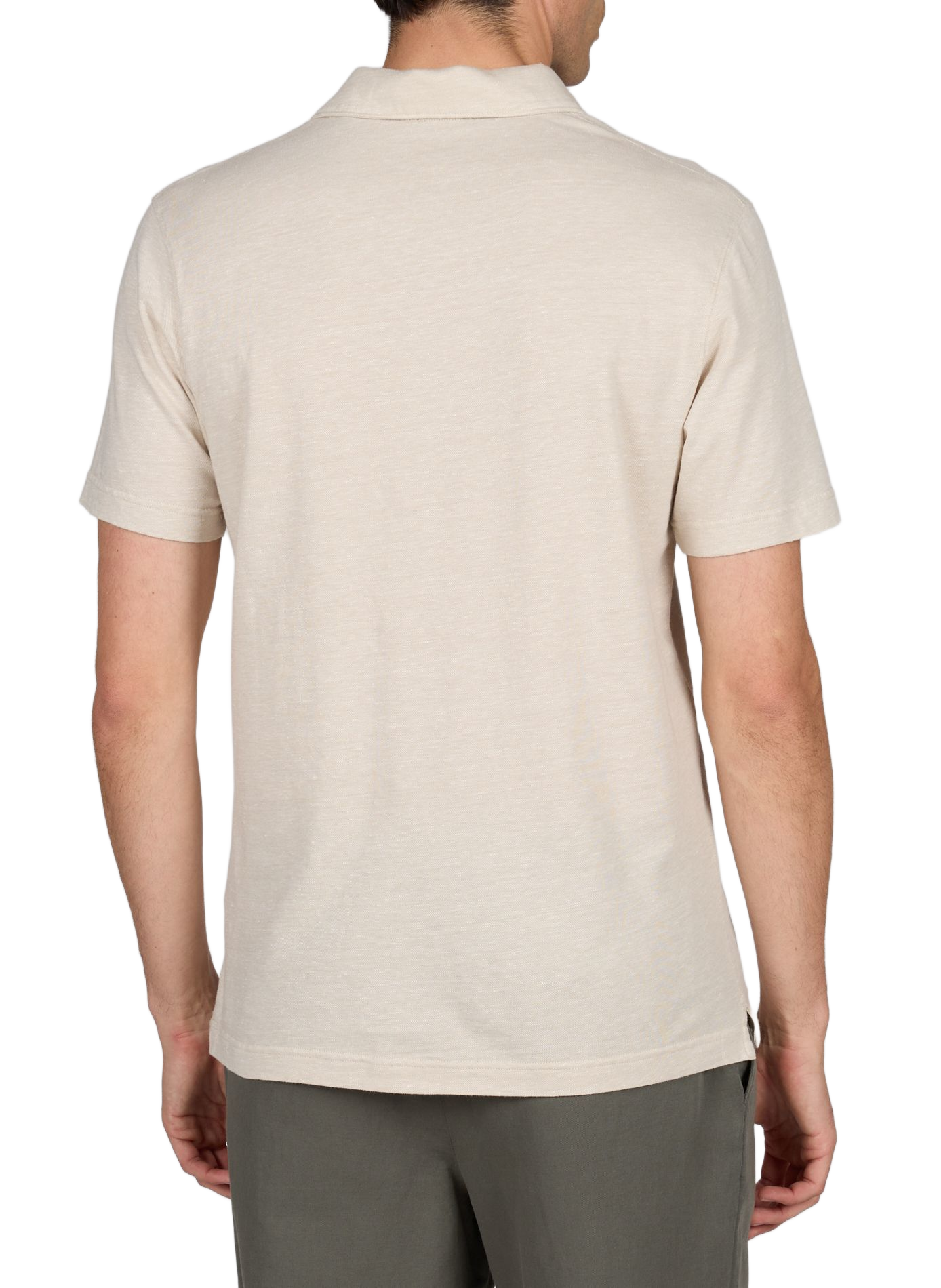 Short-sleeved polo in cotton and linen EDEN PARK Beige