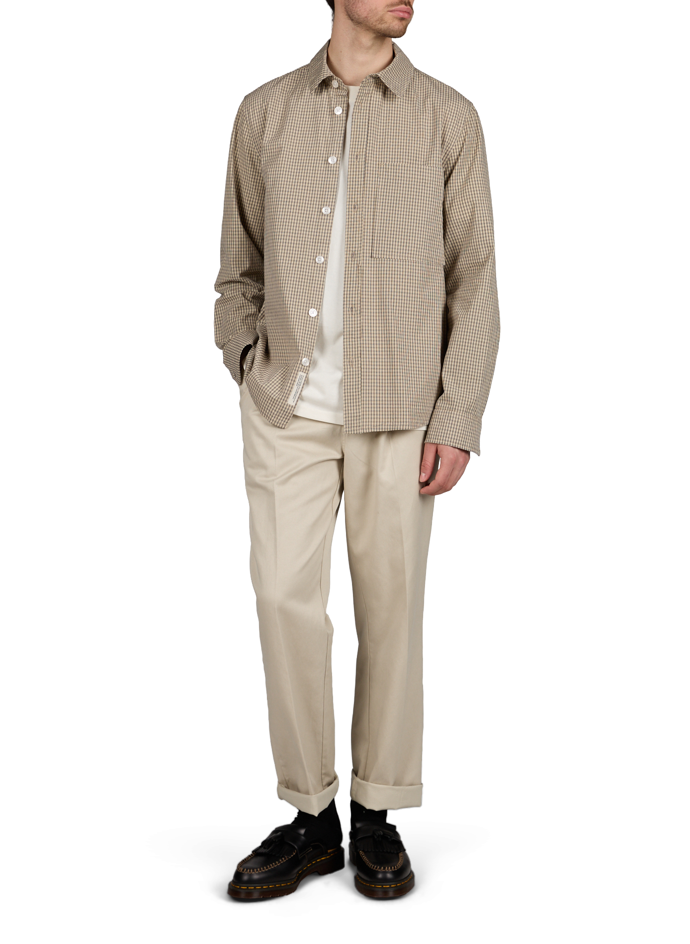 Chemise droite à carreaux Ace en coton MINIMUM Beige