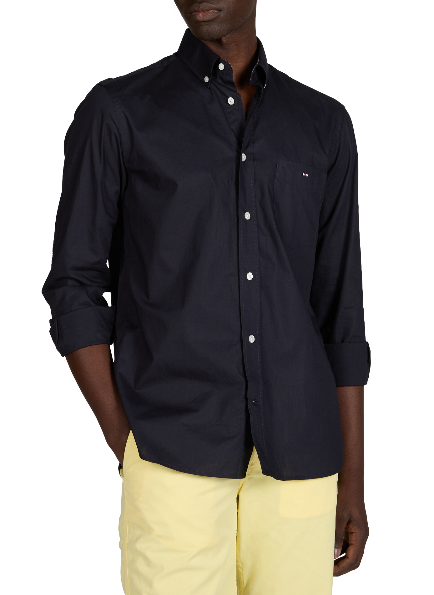 Chemise col américain à manches longues en coton EDEN PARK Bleu