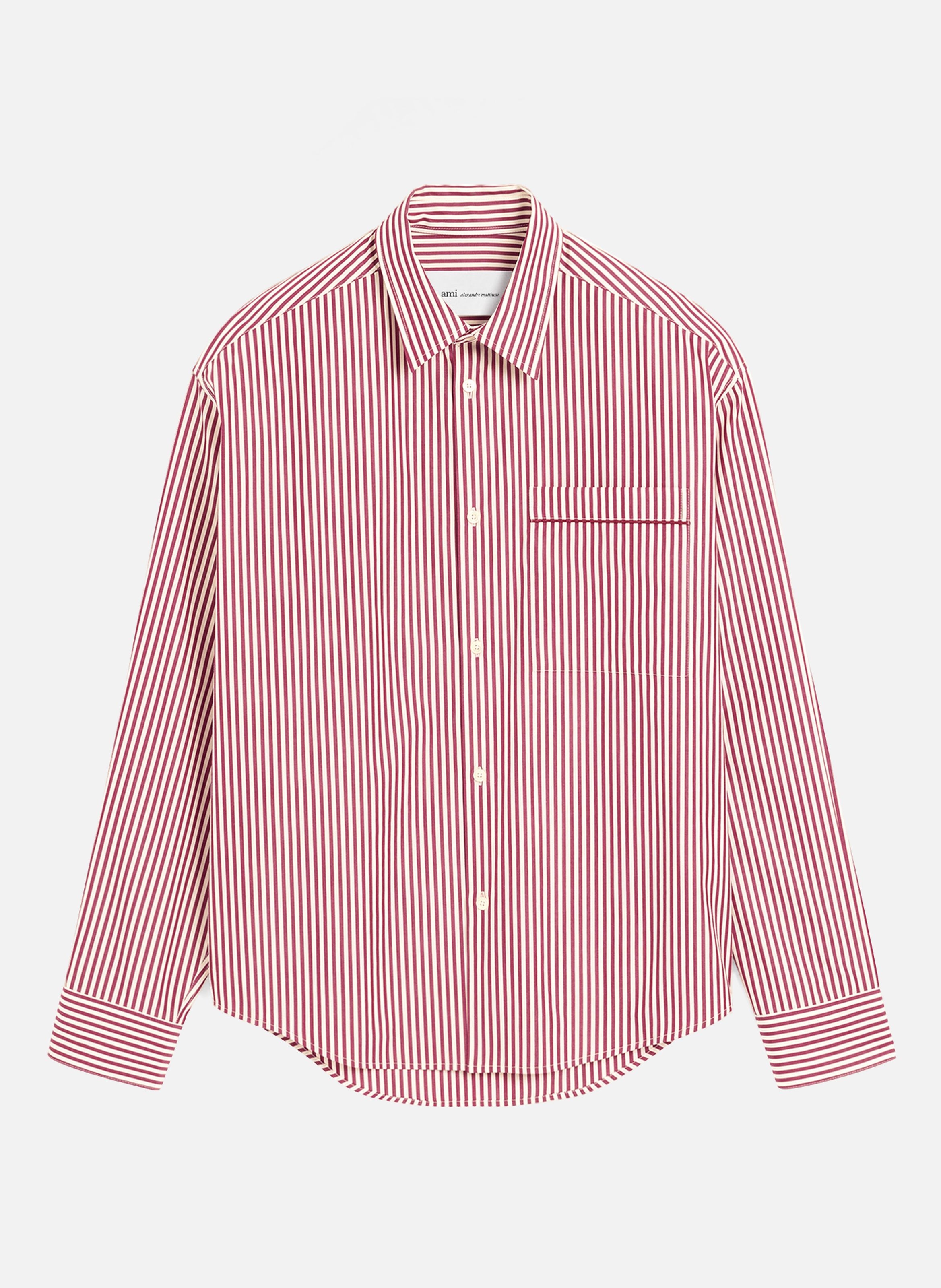 Chemise boxy manches longues unisexe en coton AMI PARIS Blanc