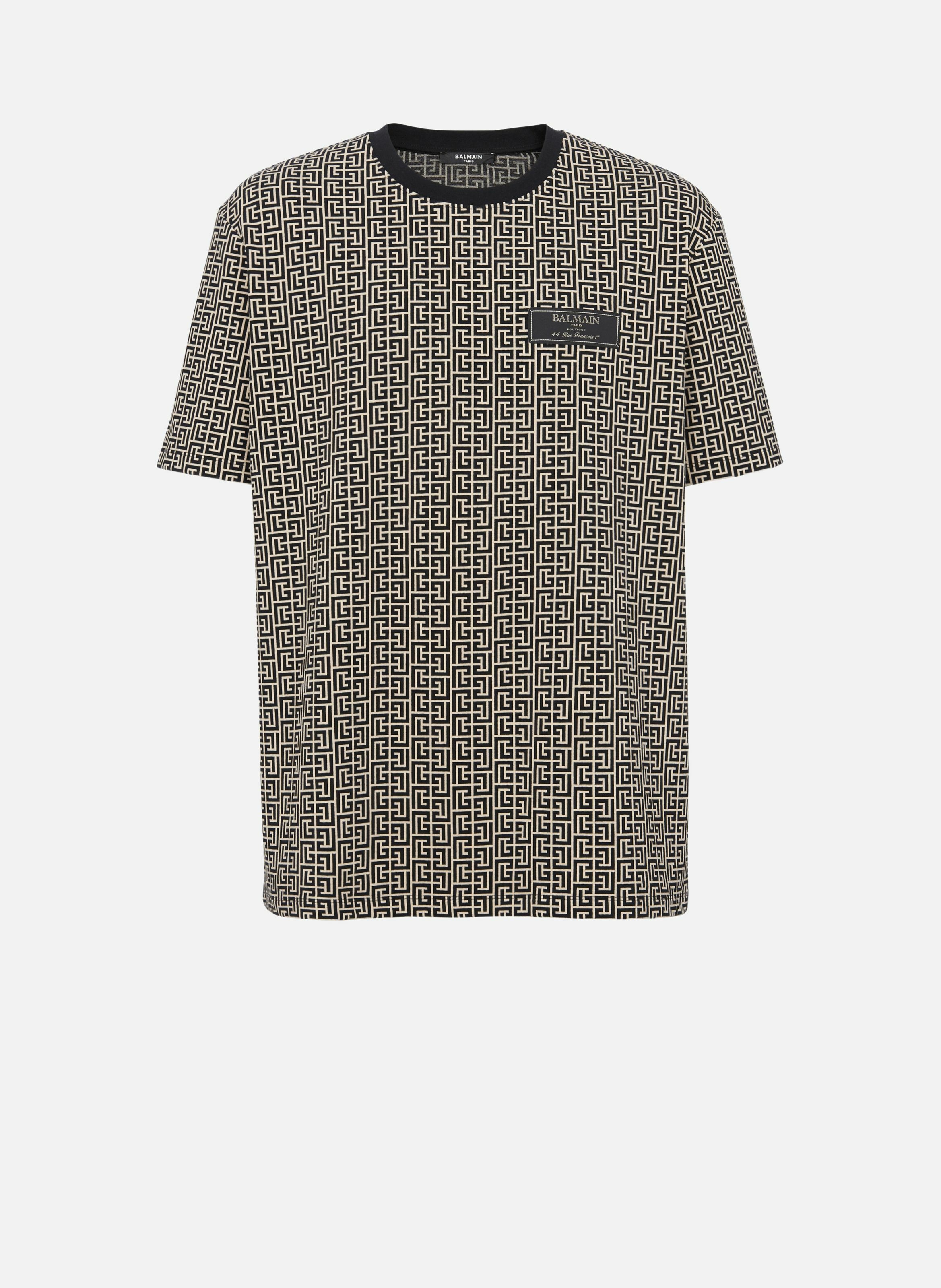 T-shirt en jacquard monogramme pb labyrinthe BALMAIN Noir