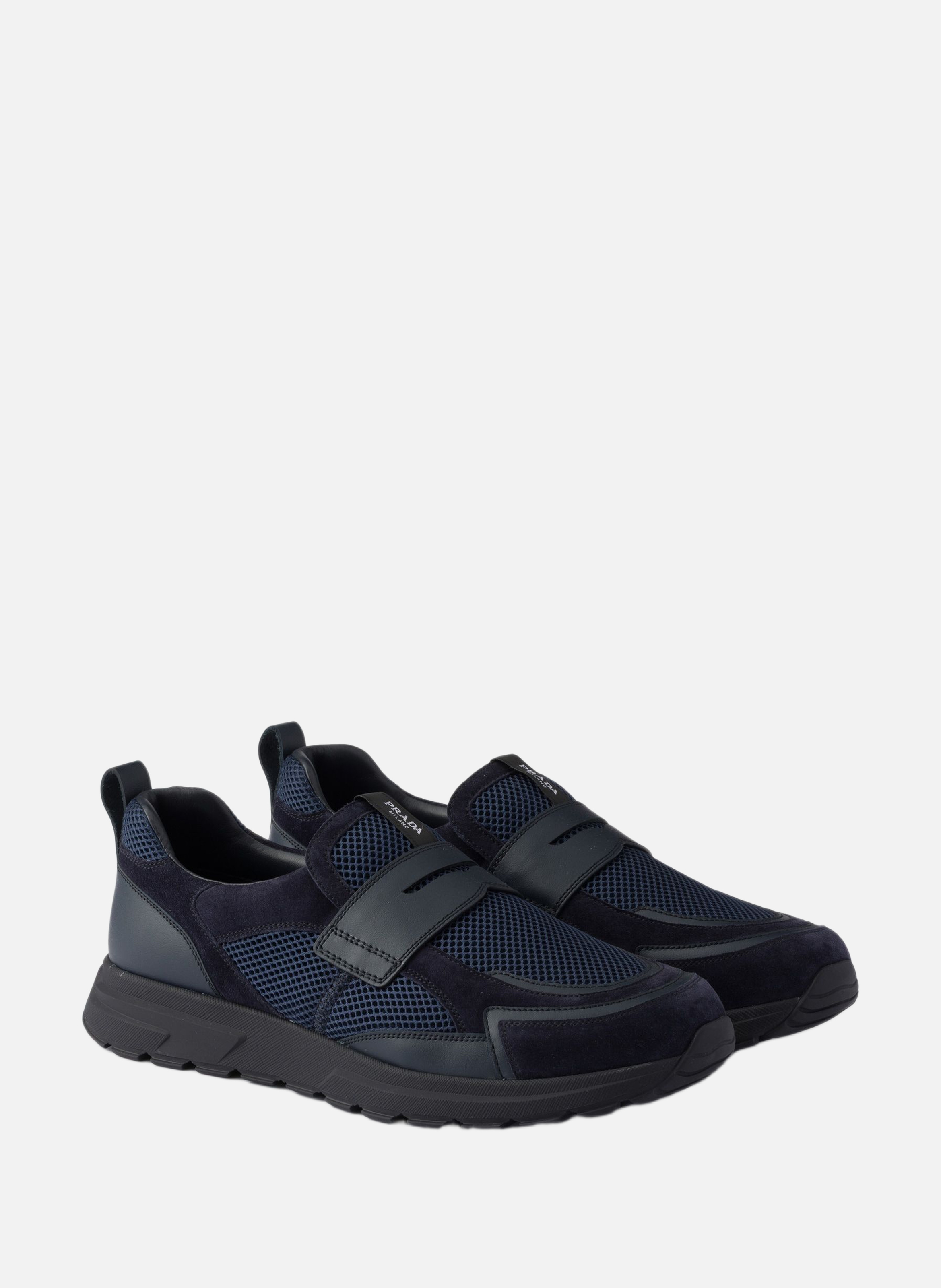 Mocassins prax en cuir et mesh PRADA Bleu