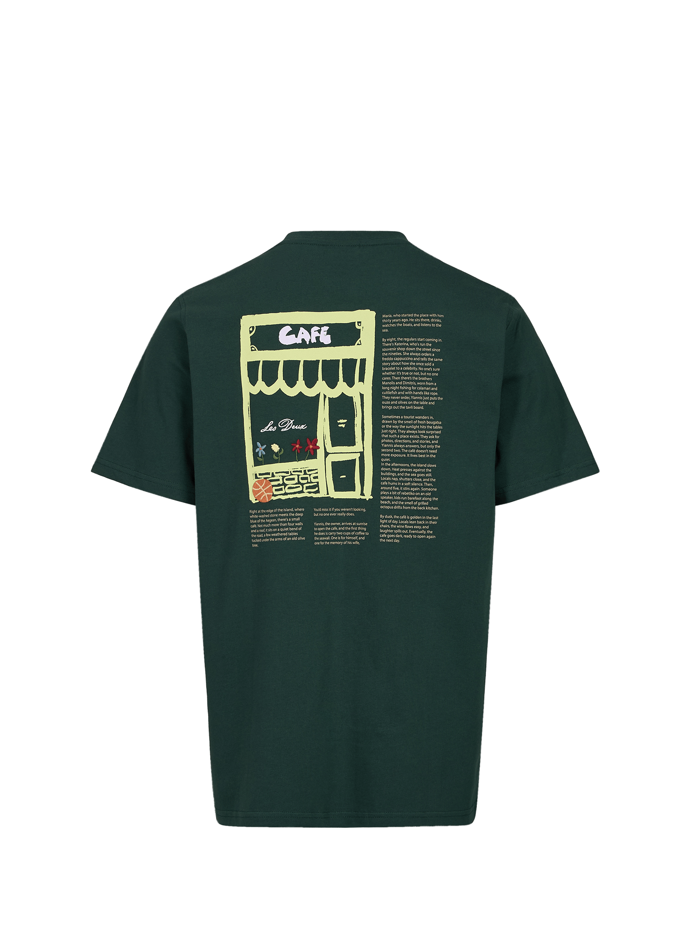 Straight t-shirt with embroidered print in cotton LES DEUX Green