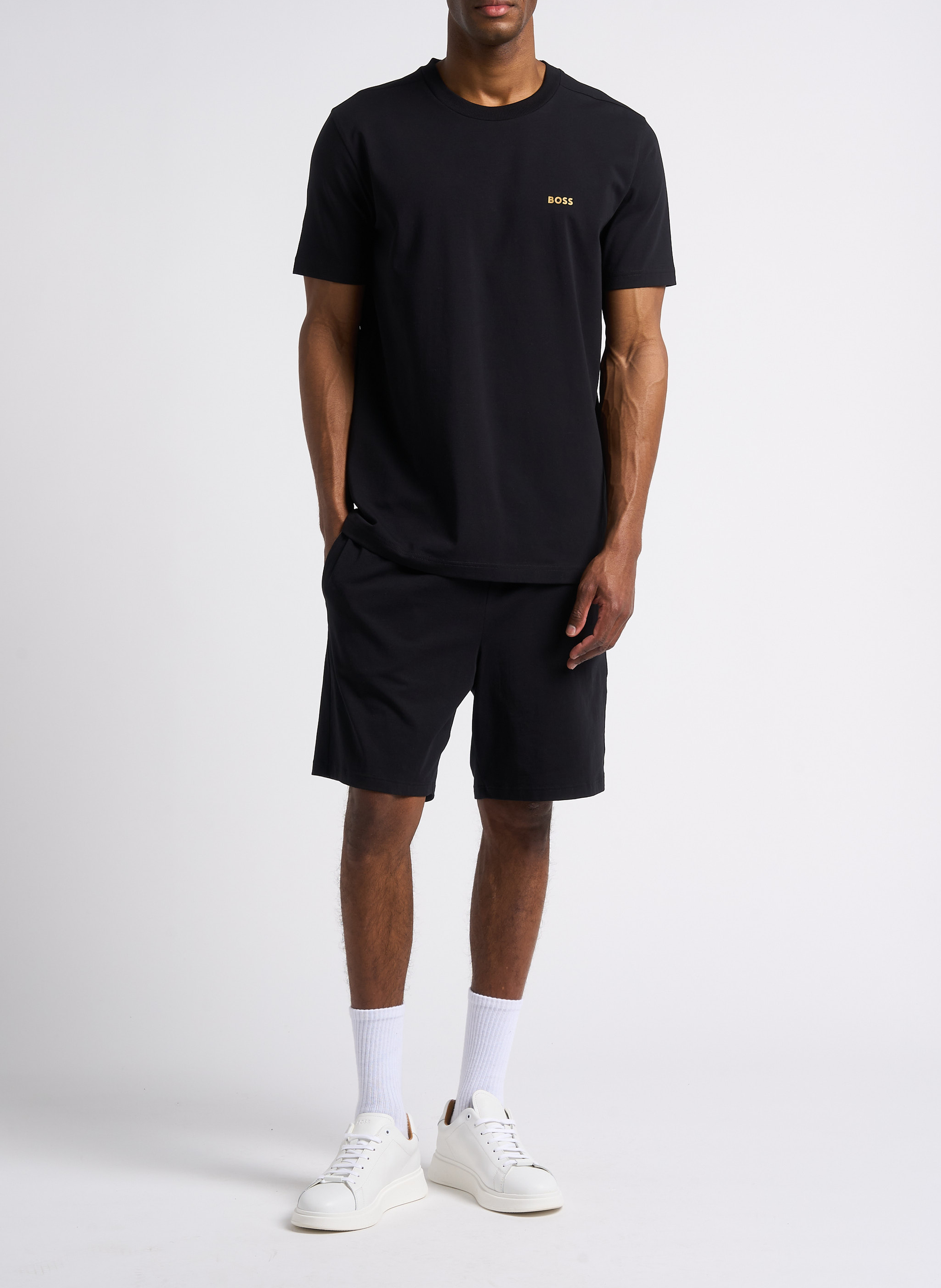 Short de pyjama en coton mélangé BOSS Noir