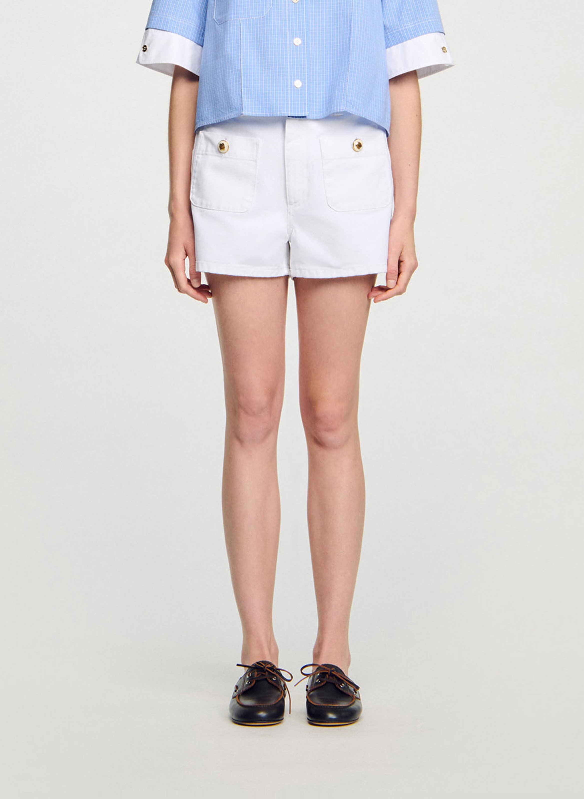 Short droit à détails boutonnés SANDRO Blanc