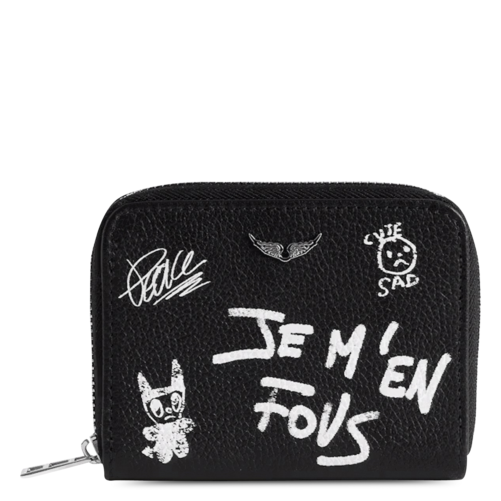 Porte-monnaie en cuir imprimé mini zv ZADIG&VOLTAIRE Noir