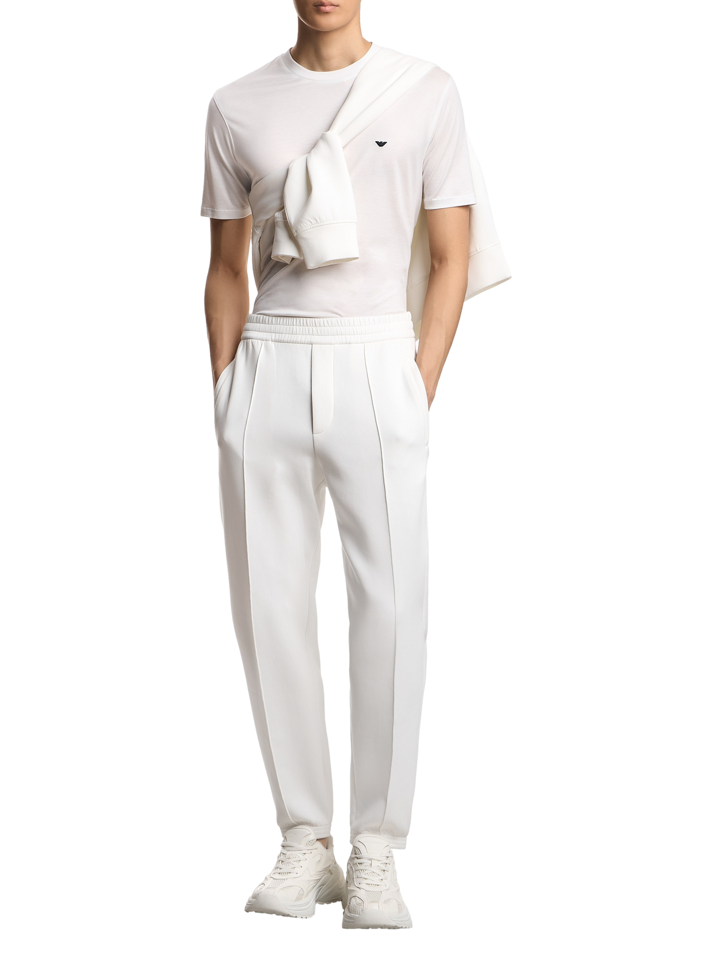 T-shirt col rond à logo EMPORIO ARMANI Blanc
