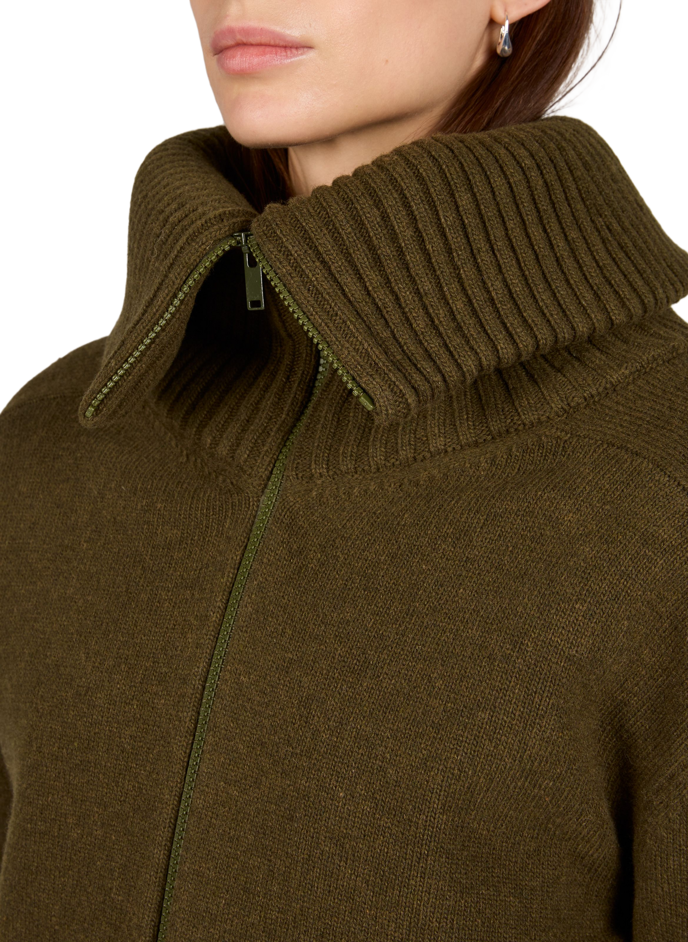 Oversized wool blend trucker collar vest. VICTORIA BECKHAM Khaki